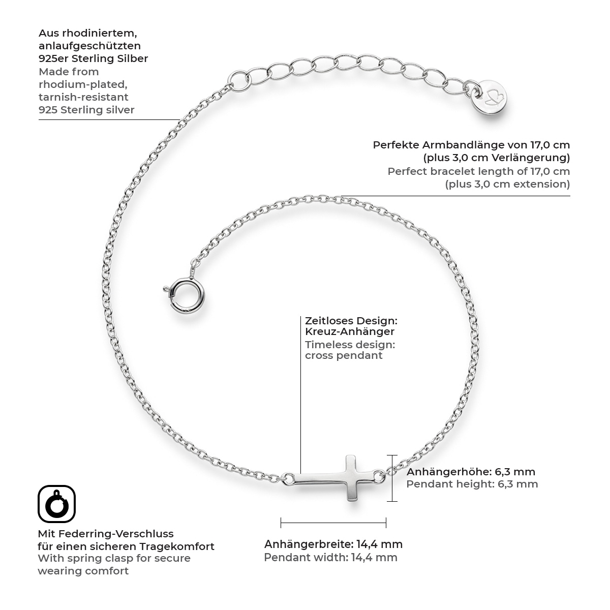 Glanzstücke München Gliederarmband »X945« aus Sterling Silber