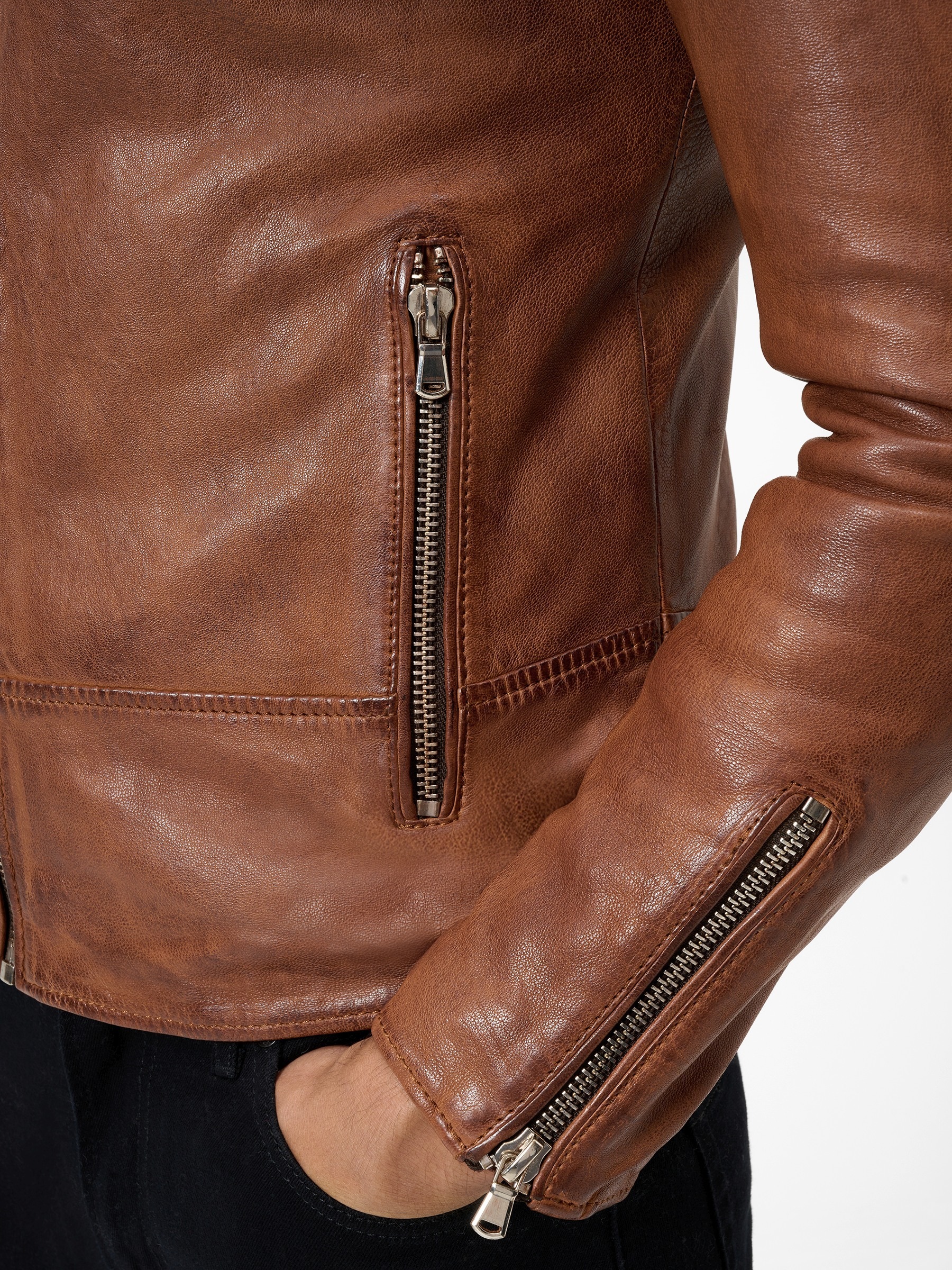 RICANO Bikerjacke »Lederjacke Carlo« Handgefertigt aus echtem Leder