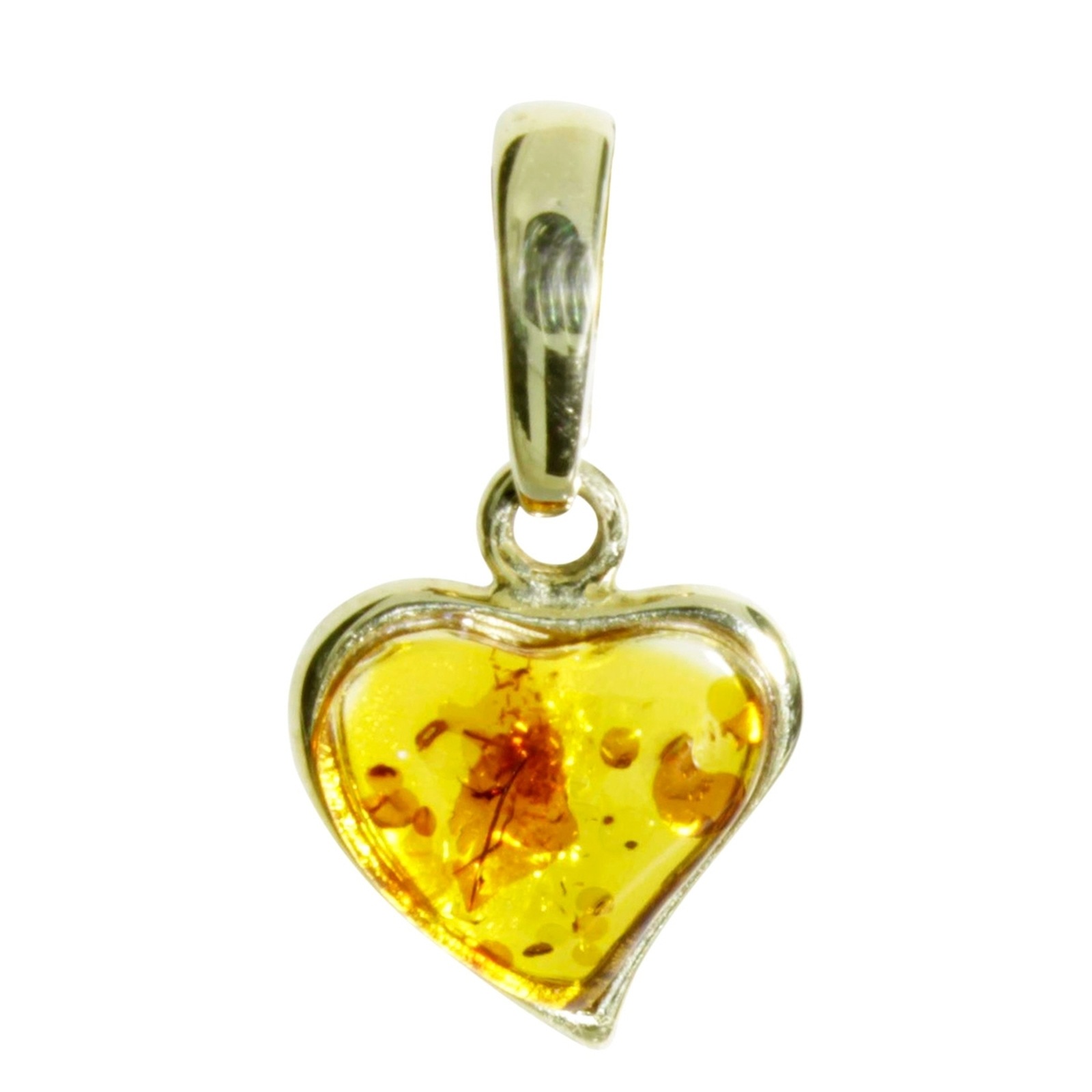 Kettenanhänger OSTSEE-SCHMUCK "Ostsee-Schmuck Anhänger Herz Anhänger Herz", gelb, Schmuckanhänger, Damen, 21 x 12mm, Silber 925 (Sterlingsilber), 1,3 g, Kettenanhänger
