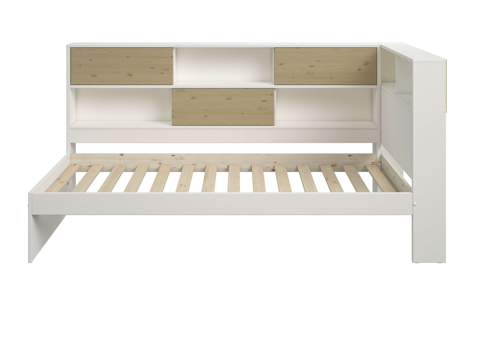 Home affaire Stauraumbett »Amance, Massivholz mit MDF, viel Stauraum, ideal für kleine Räume«, (Außenmaße B/T/H: 110,2/220,1/106,9 cm), FSC® zertifiziert, inklusive Lattenrost, Made in EU