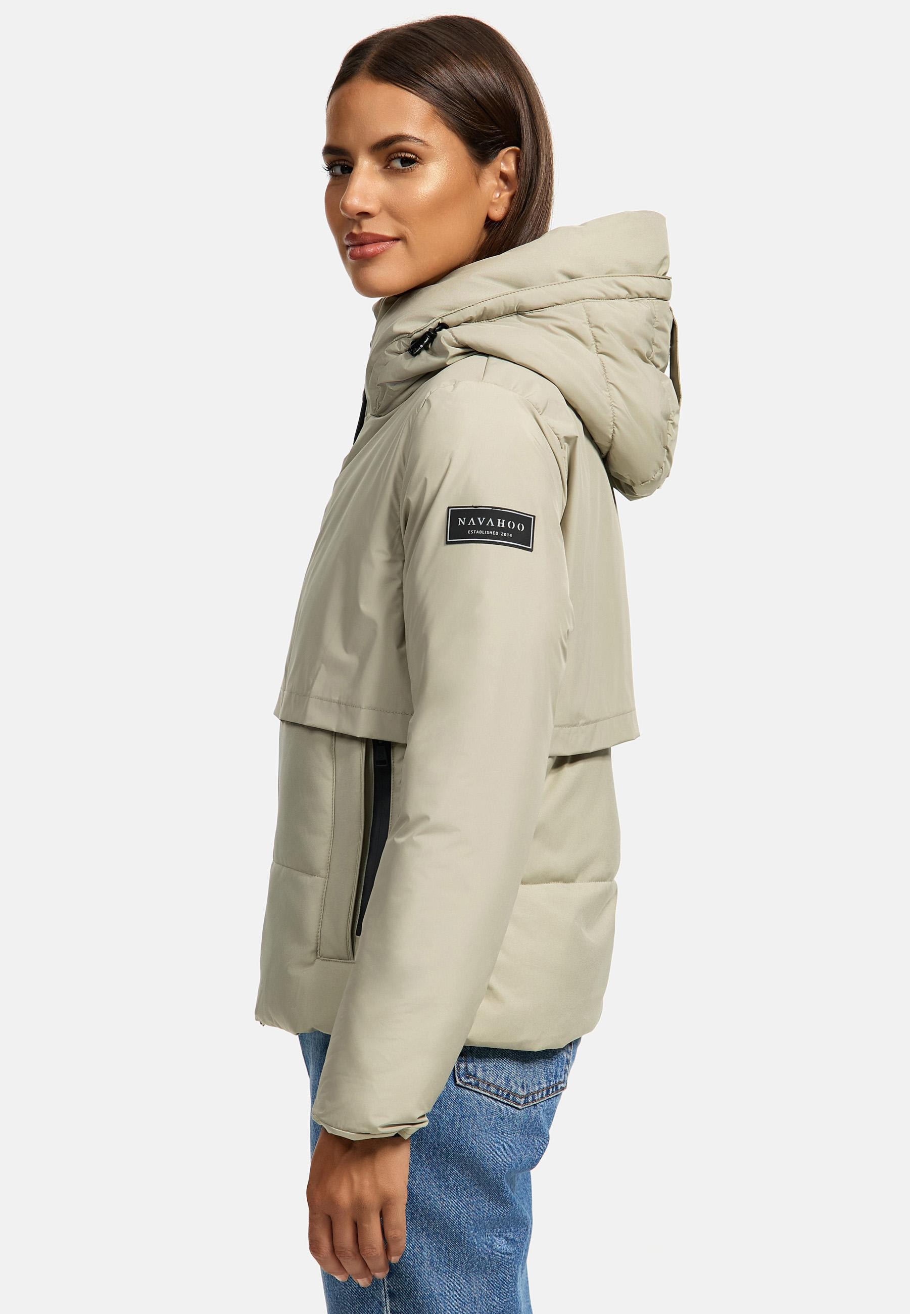 Navahoo Steppjacke »Liebesküken XIV«, mit Kapuze, modische Damen Winterjacke mit Fleece-Innenfutter