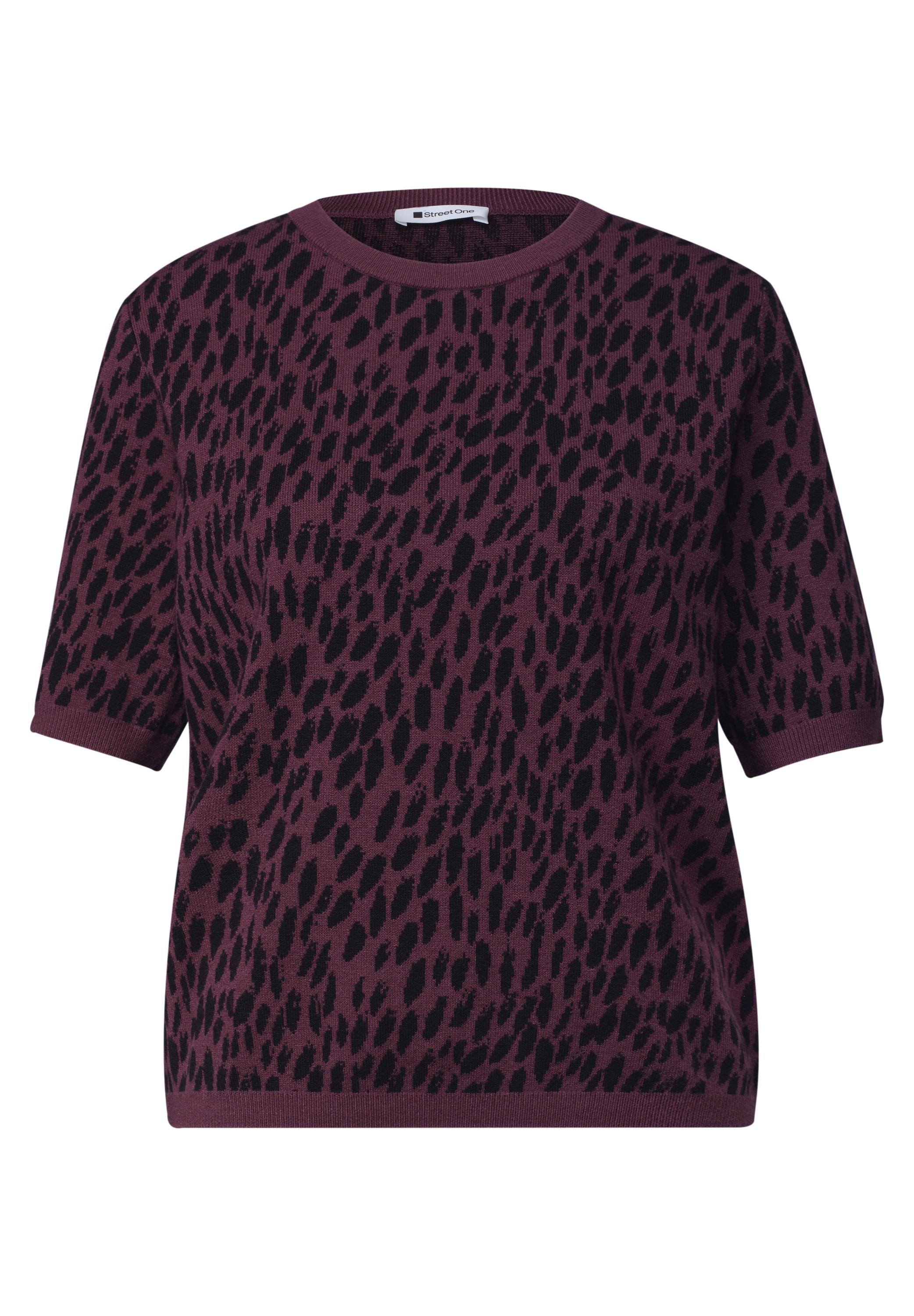 STREET ONE Kurzarmpullover mit Leomuster