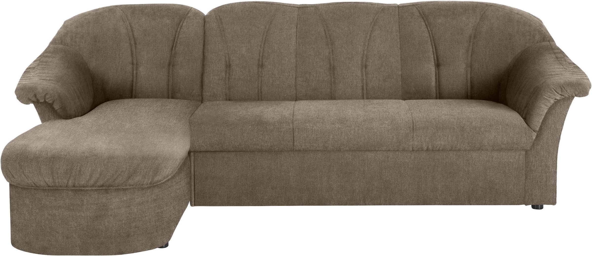DOMO collection Ecksofa "Pegnitz, elegante Rückensteppung, kompakte Stellmaße 238/141cm, L-Form" wahlweise mit Bettfunktion