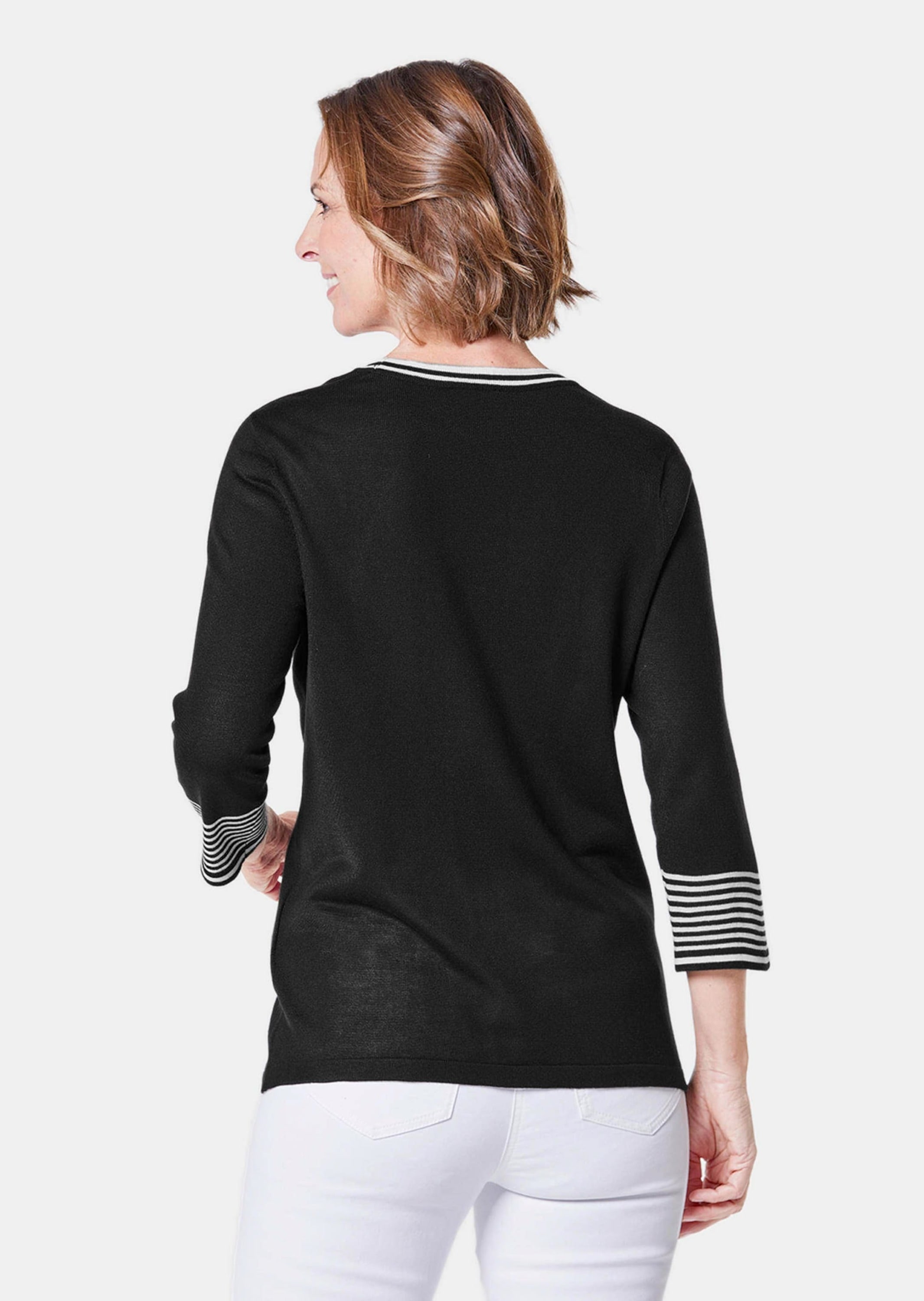 GOLDNER Rundhalspullover »Pullover Pullover mit femininem Motiv«