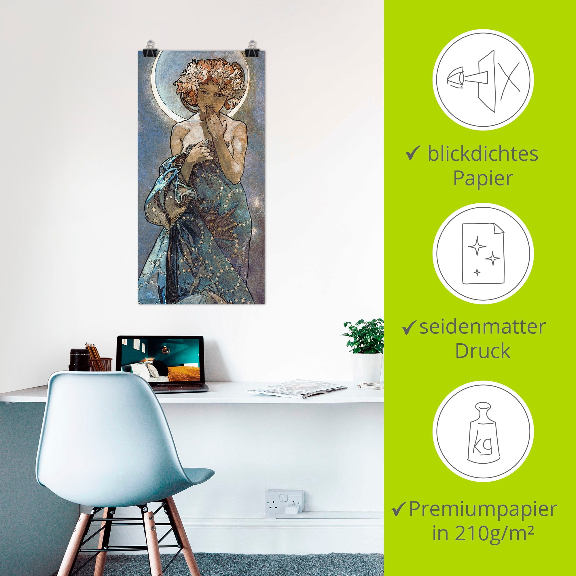 Artland Wandbild »Sterne Der Mond 1902«, Frau, (1 St.), als Alubild, Outdoorbild, Leinwandbild, Poster, Wandaufkleber