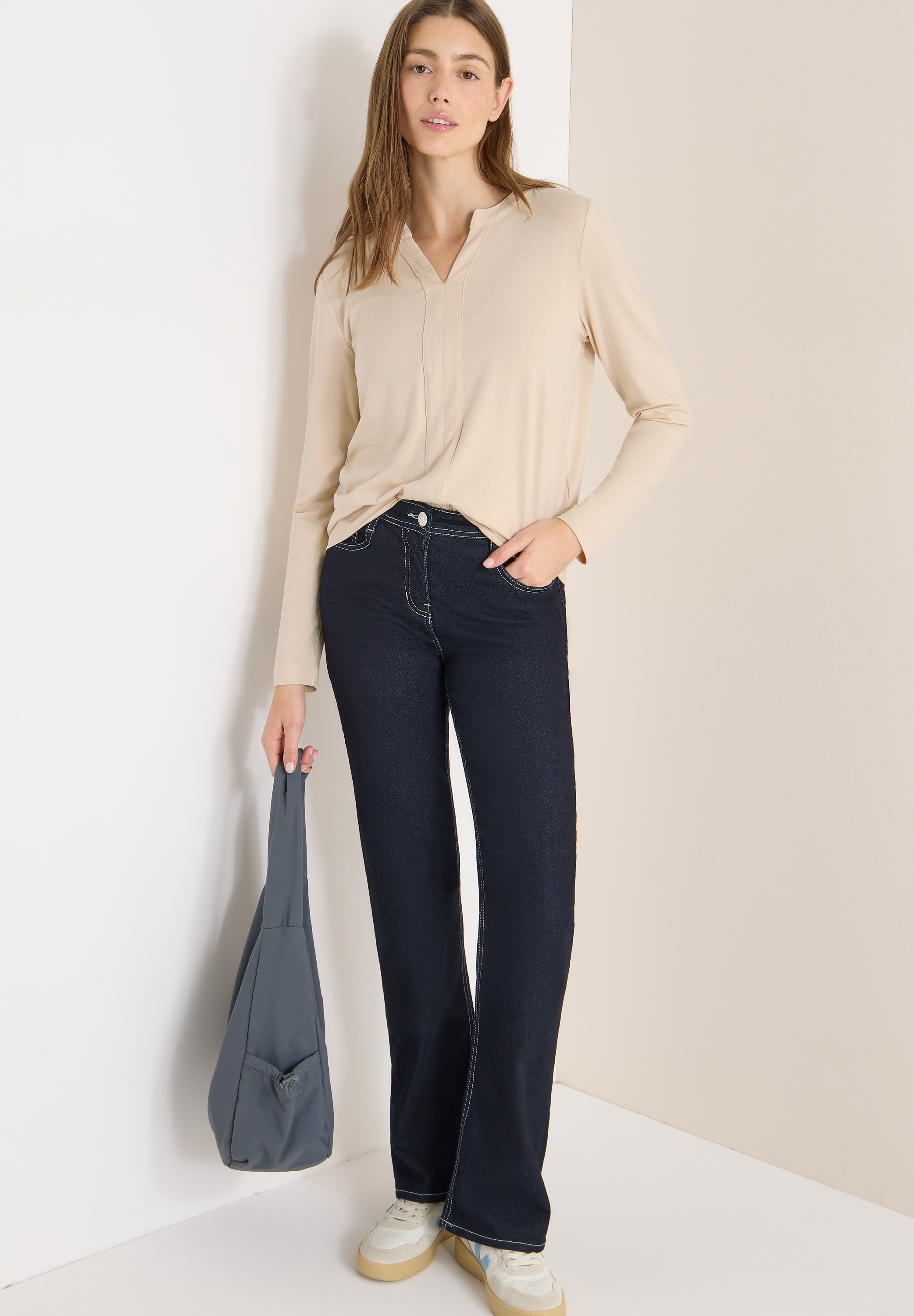 Cecil Langarmshirt aus Baumwolle mit Stretchante günstig online kaufen