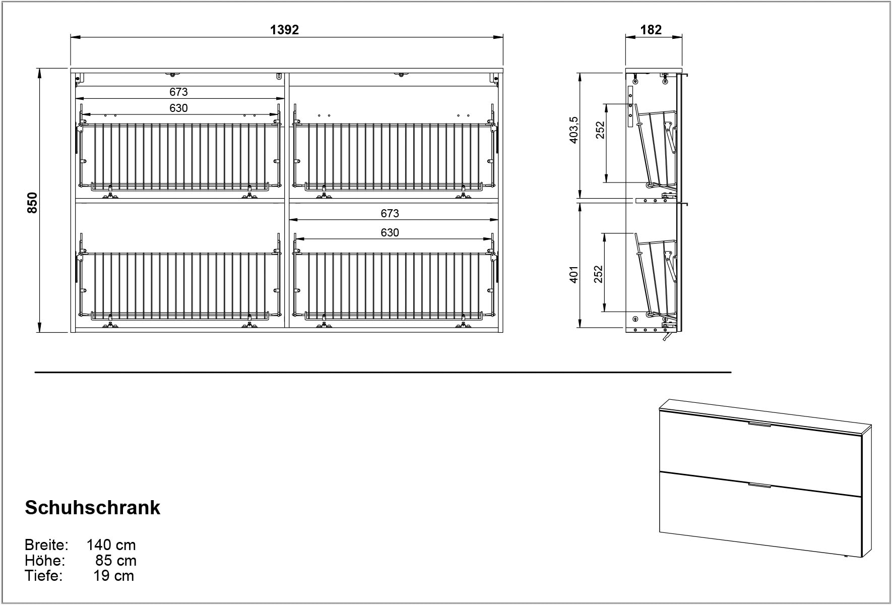 GERMANIA Garderoben-Set »Valega«, (3 St.), inkl. Schuhschrank mit Glasfronten, Spiegel und Garderobenpaneel