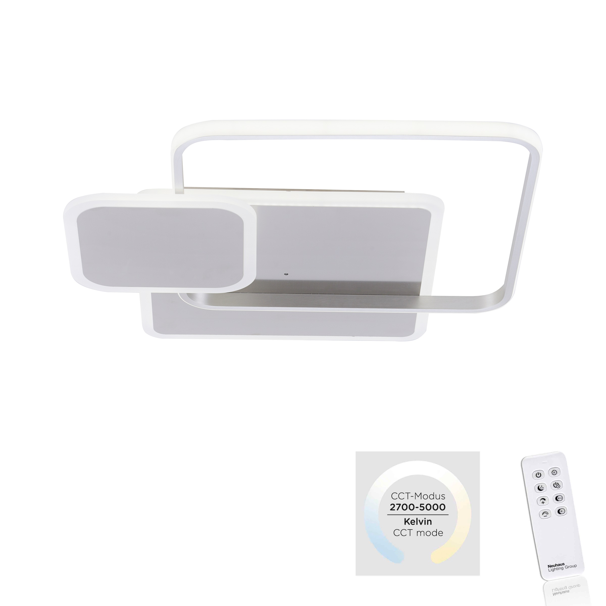 PAUL NEUHAUS LED Deckenleuchte "EMILIO", 1, 1 Stk., grau, Wohnzimmer, Leuchten, Fernbedienung, Infrarot inkl.