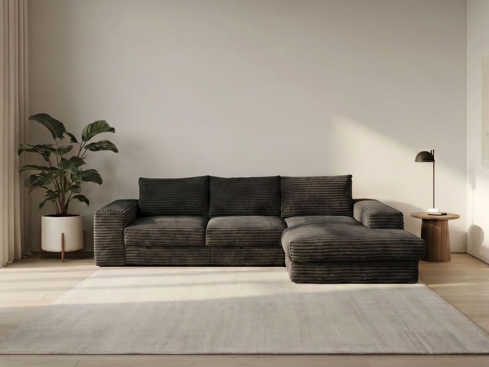 WERK2 Ecksofa "Rozzana 280 x 190 cm modern und bequem" Breitcord, L-Form, XXL