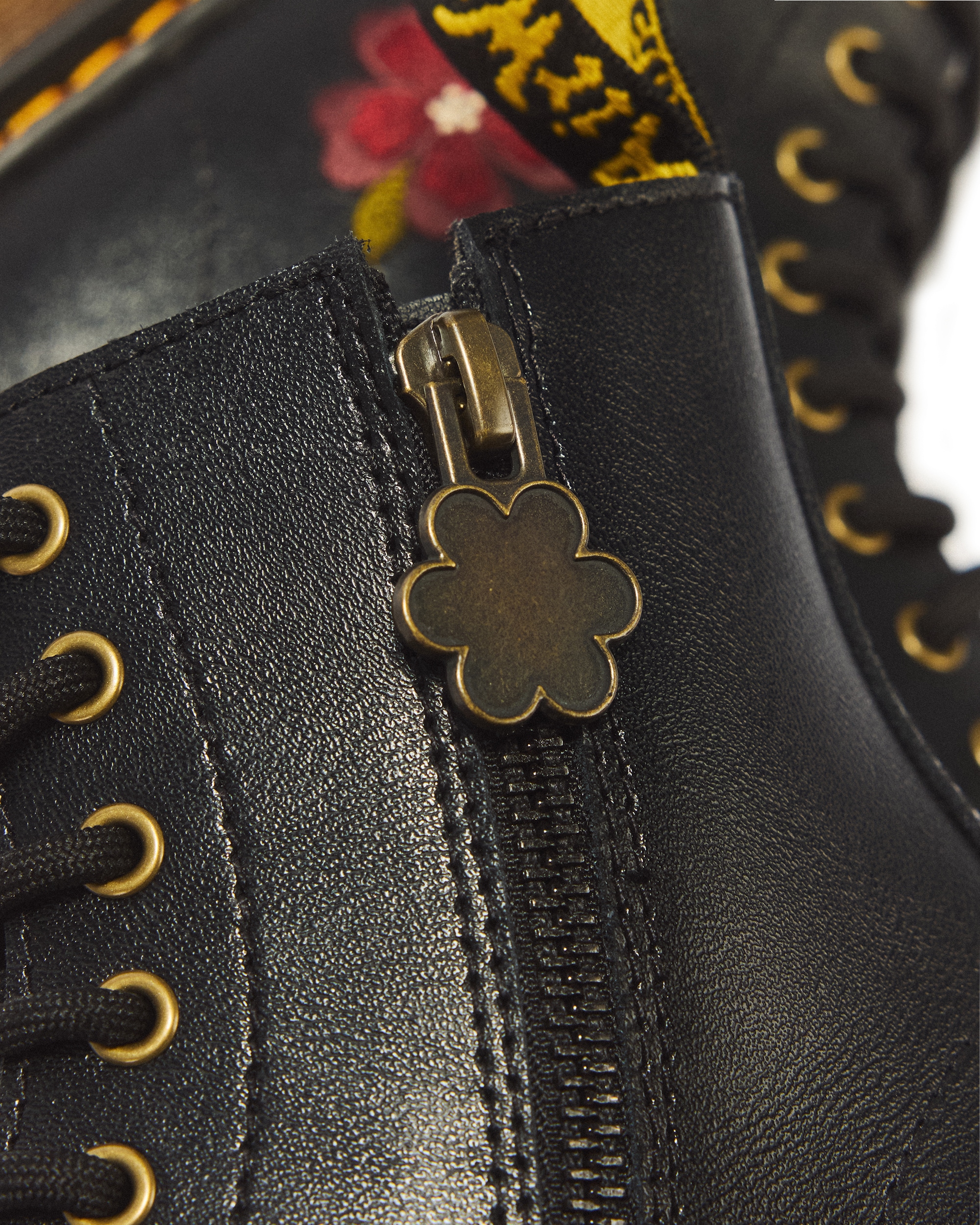 DR. MARTENS Schnürboots »1460 J black T Lamper«  Herbstboots, Mini&Me mit farbiger Blumenstickerei