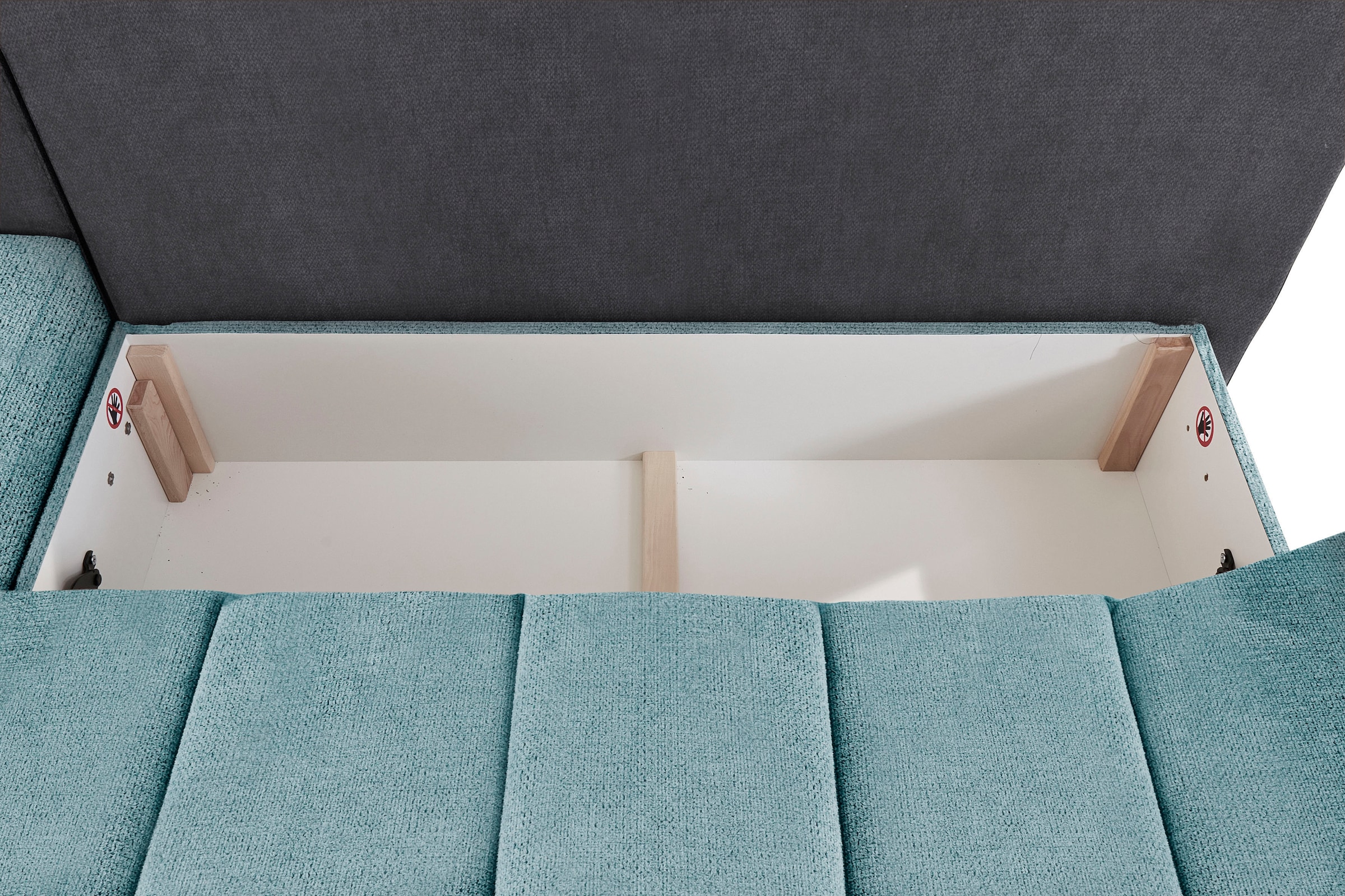 INOSIGN Ecksofa »Imola, elegant und modern, aktuelle Steppung im Sitz, bequem, L-Form«, frei im Raum stellbar, wahlweise mit Bettfunktion und Bettkasten