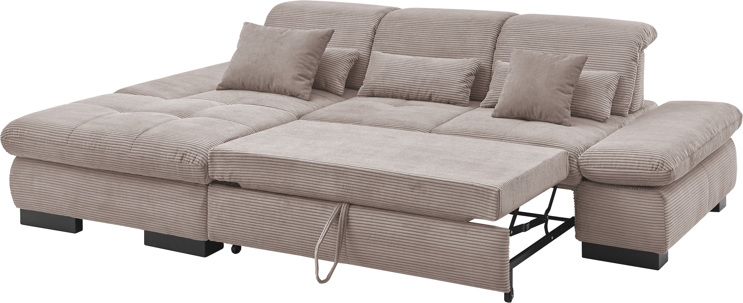 set one by Musterring Ecksofa »SO4100 V«, mit verstellbaren Kopfteilen, wahlweise mit Funktionen, Cord-Bezug