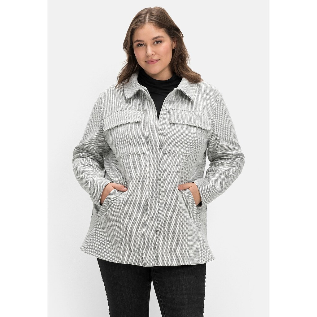 Sheego Sweatjacke »Große Größen« mit Reißverschluss strukturierte Optik Sheego Sweatjacke »Große Größen« mit Reißverschluss strukturierte Optik