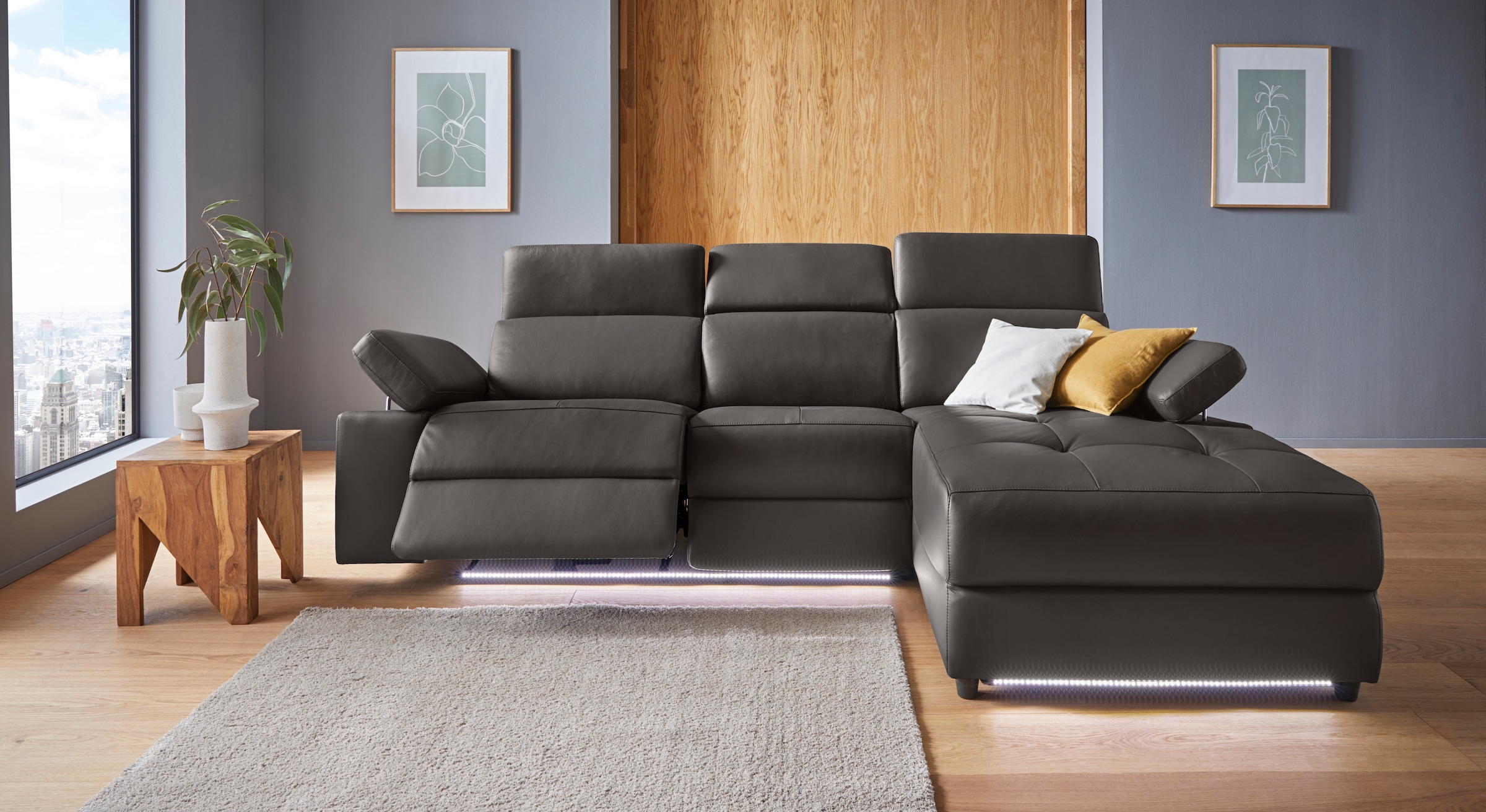 Places of Style Ecksofa »Kilado, L-Form,«, mit Relaxfunktion, verstellbarer Armlehne, Kopfteilverstellung