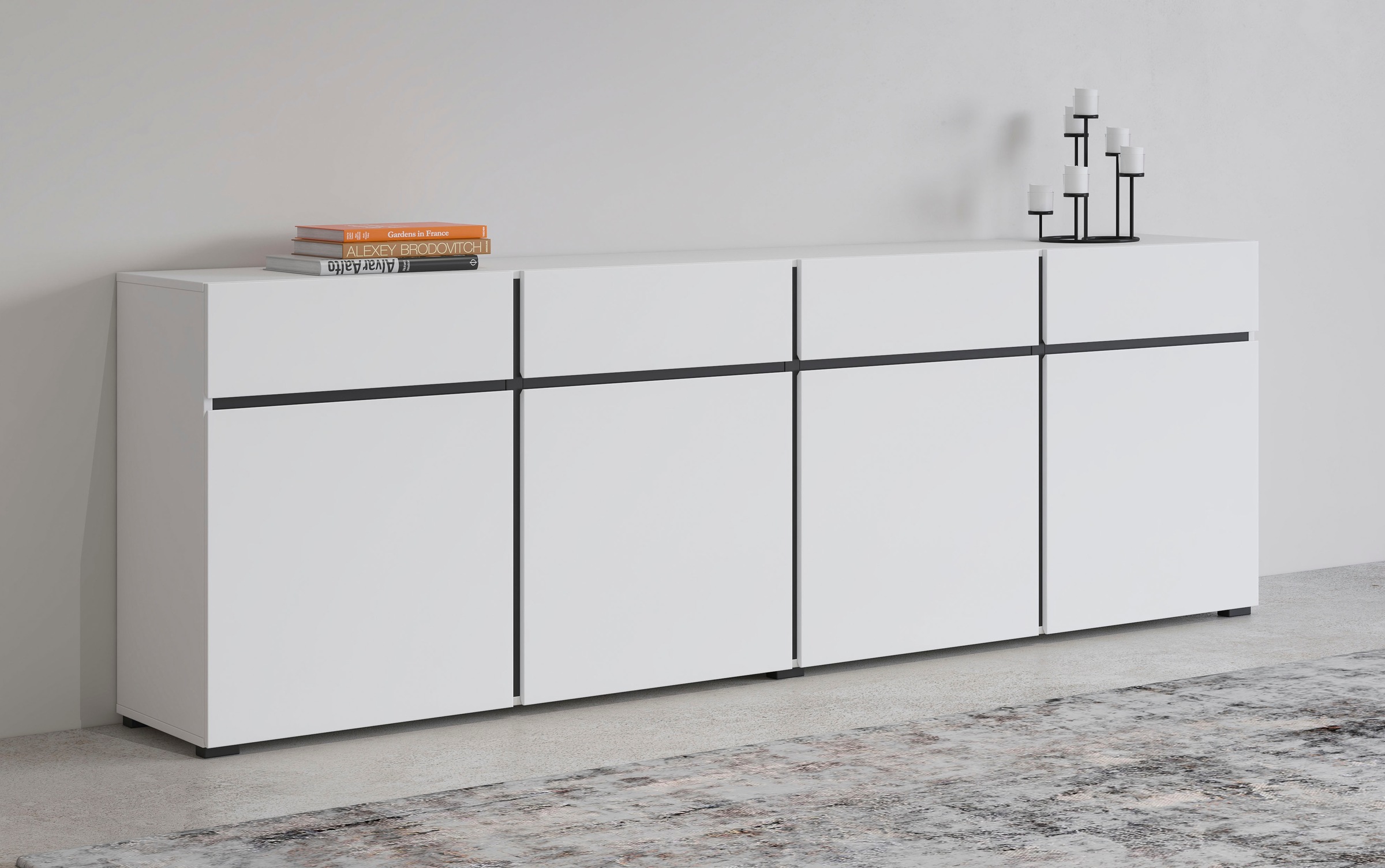 OTTO home Sideboard "Cross,Breite 225 cm, moderne grifflose Kommode,4 Türen günstig online kaufen