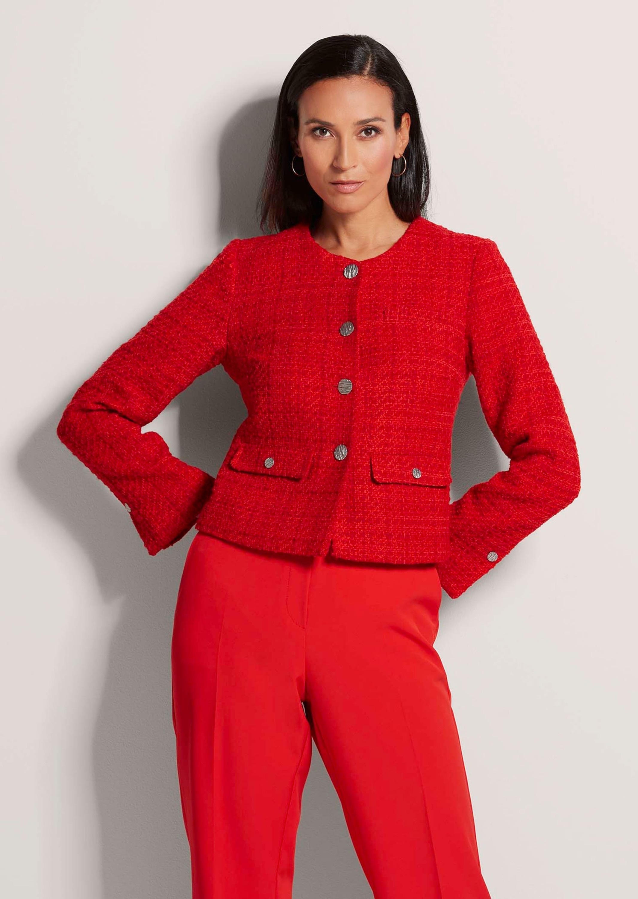 MADELEINE Jerseyblazer "Blazer Eleganter Tweed-Kurzblazer mit Metallknöpfen günstig online kaufen