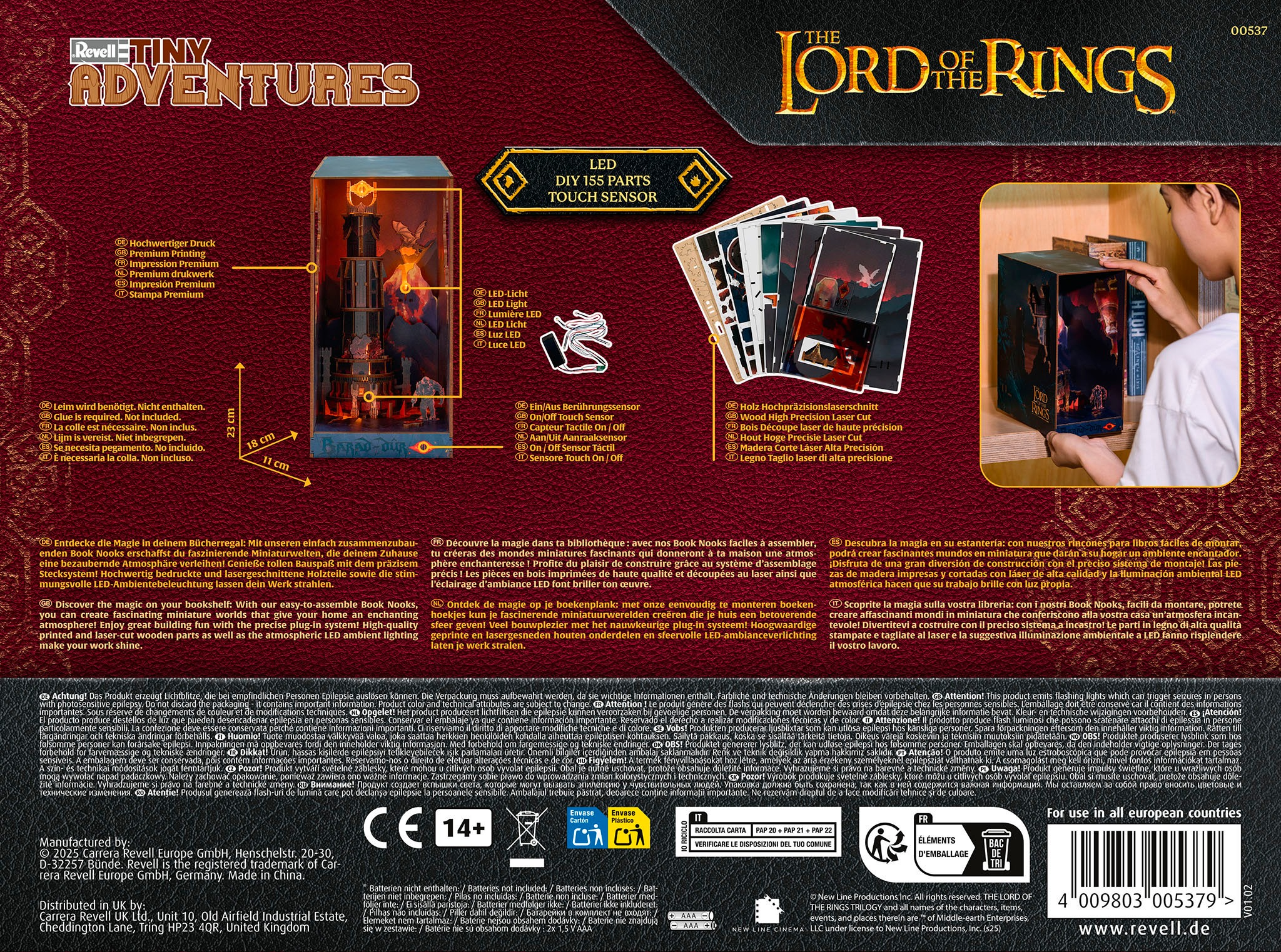 Revell® 3D-Puzzle »Book Nook, Tiny Adventures Herr der Ringe Barad-Dûr«, Buchstütze; mit LED-Beleuchtung