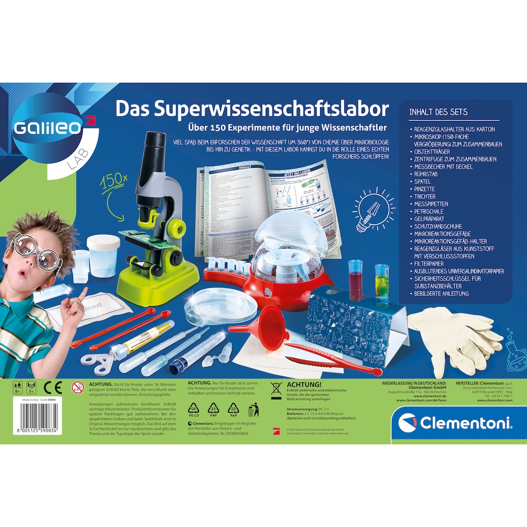 Clementoni® Experimentierkasten »Galileo, Das Superwissenschaftslabor«