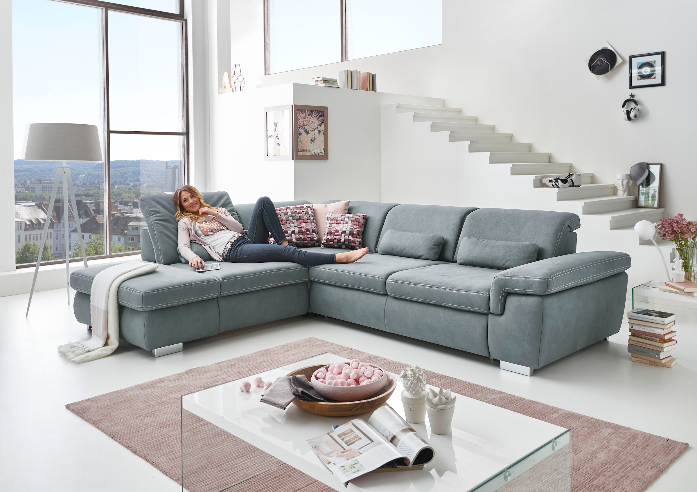 Die PlanBar Ecksofa »MP-IN17041 L-Form«, Sitztiefenverstellung, optional mit Kopfteilverstellung & Bettfunktion