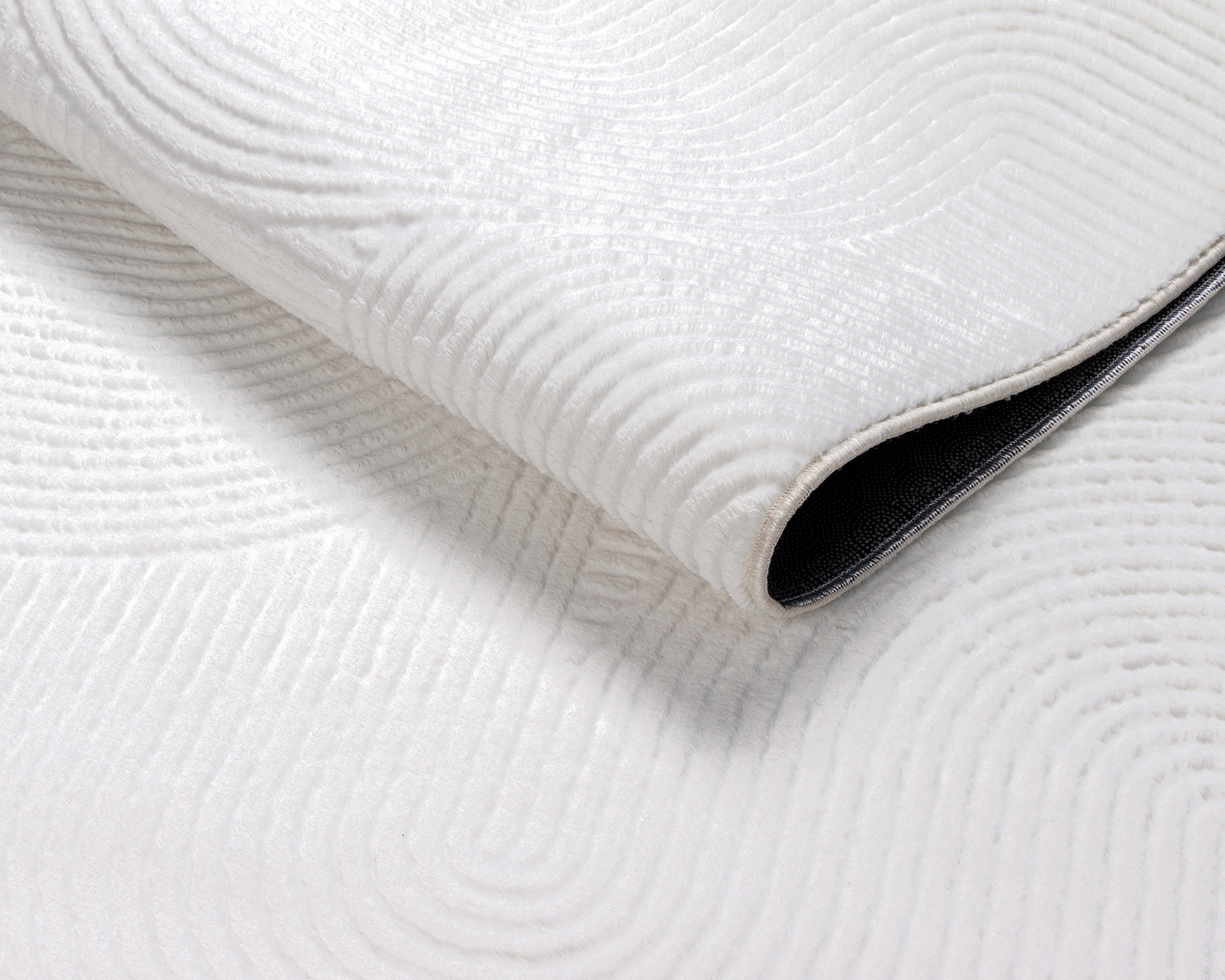 Designteppich OTTO HOME "Zoelle 3D Optik/Hoch-Tief Effekt", sanftes weiß, B:200cm H:8mm L:280cm, Polyester, Teppiche, mit Anti-Rutsch-Rücken, angenehm weich, Teppich Wohnzimmer Boho Design 3