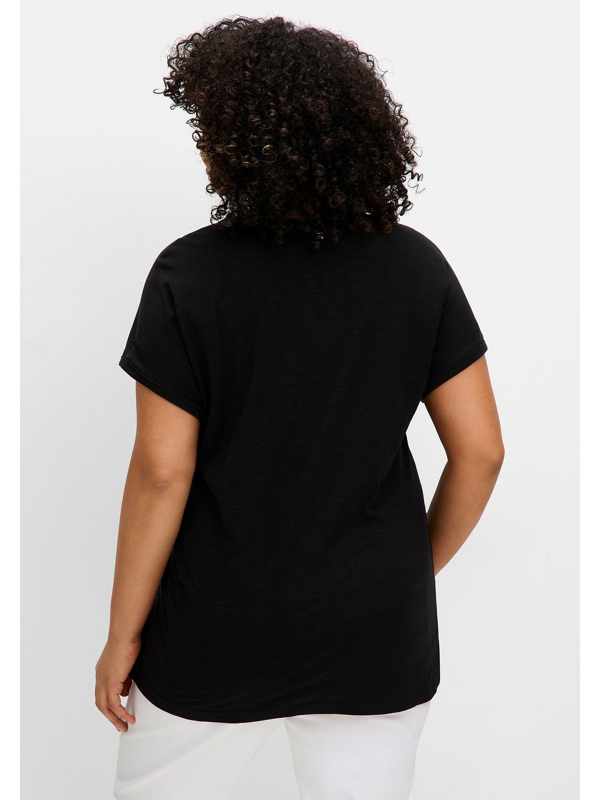 Sheego T-Shirt "Große Größen", mit V-Ausschnitt, aus Flammgarn günstig online kaufen