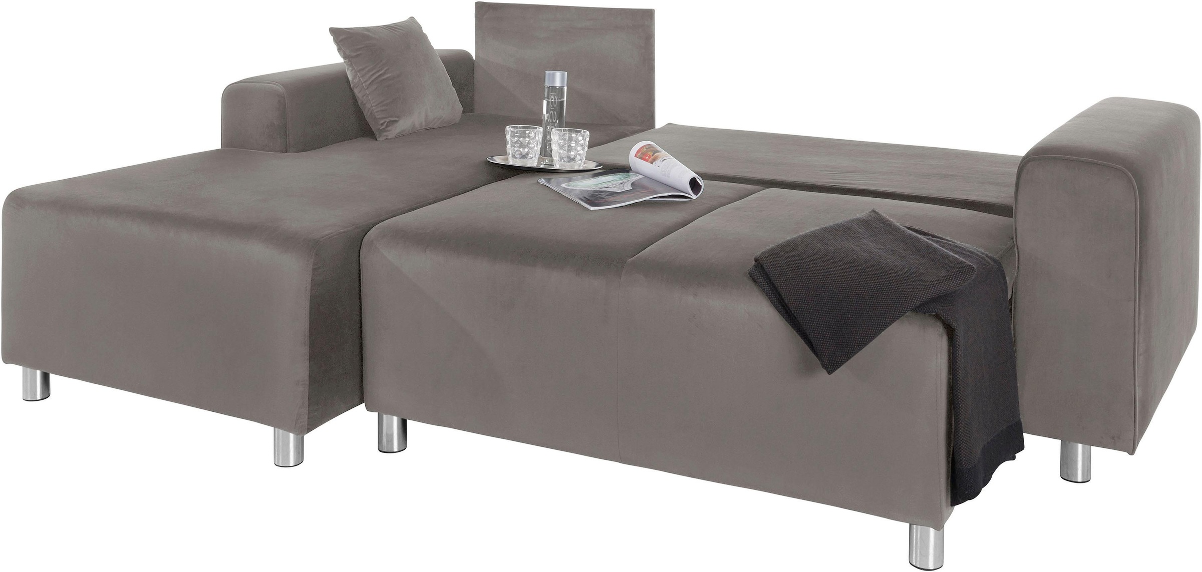 Ecksofa HOME AFFAIRE "Györ", grau (hellgrau), B:235cm H:88cm T:160cm, Microfaser (100% Polyester);Luxus-Microfaser Lederoptik (100% Polyester);Struktur (100% Polyester);Samtoptik (100% Polyester);Struktur weich (100% Polyester), Sofas, Ecksofa, L-Form, wa 6