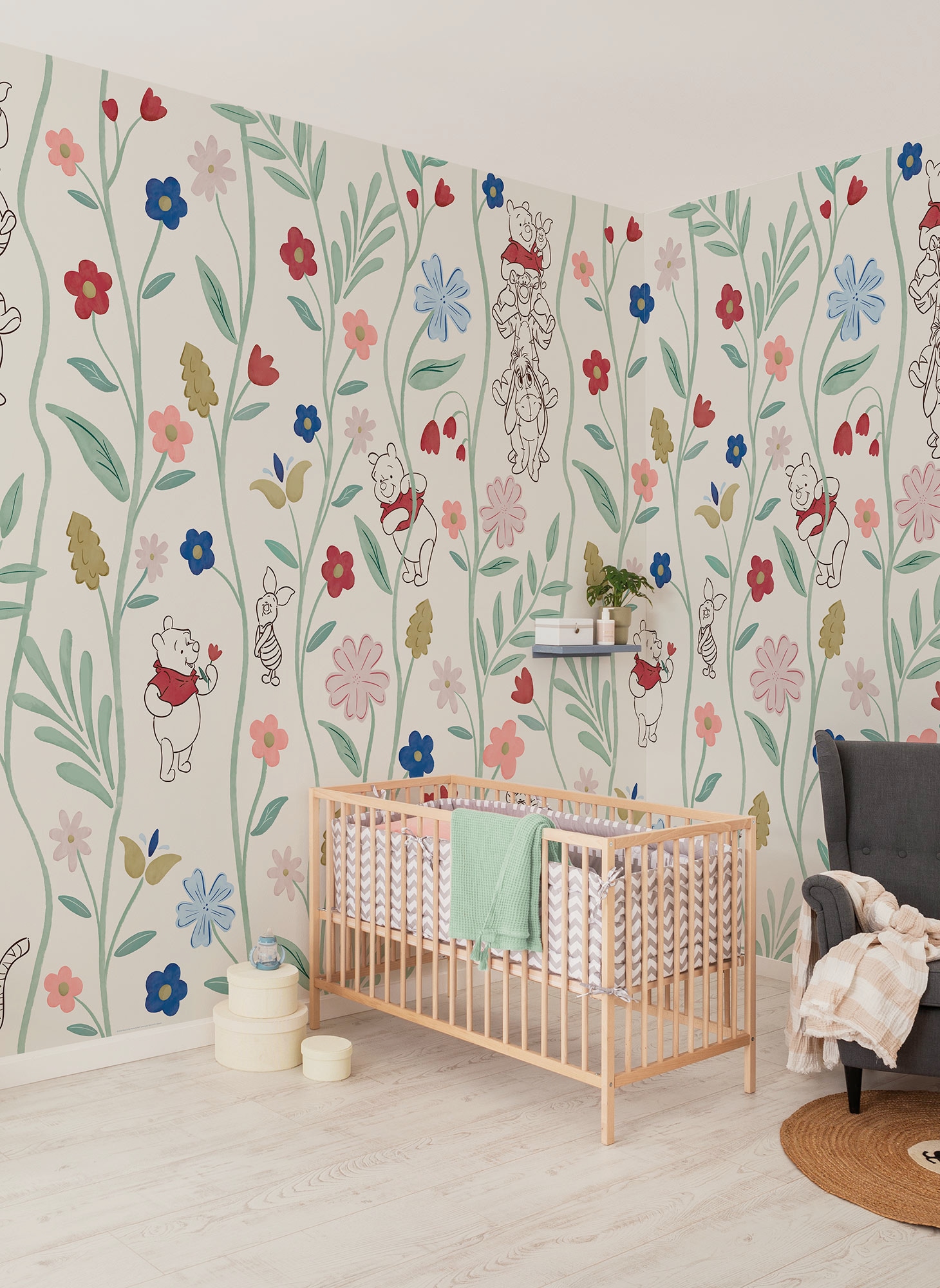Komar Vliestapete "Disney Winnie the Pooh Blossom Friends" bedruckt glatt Rolle mit 212 x 250 cm
