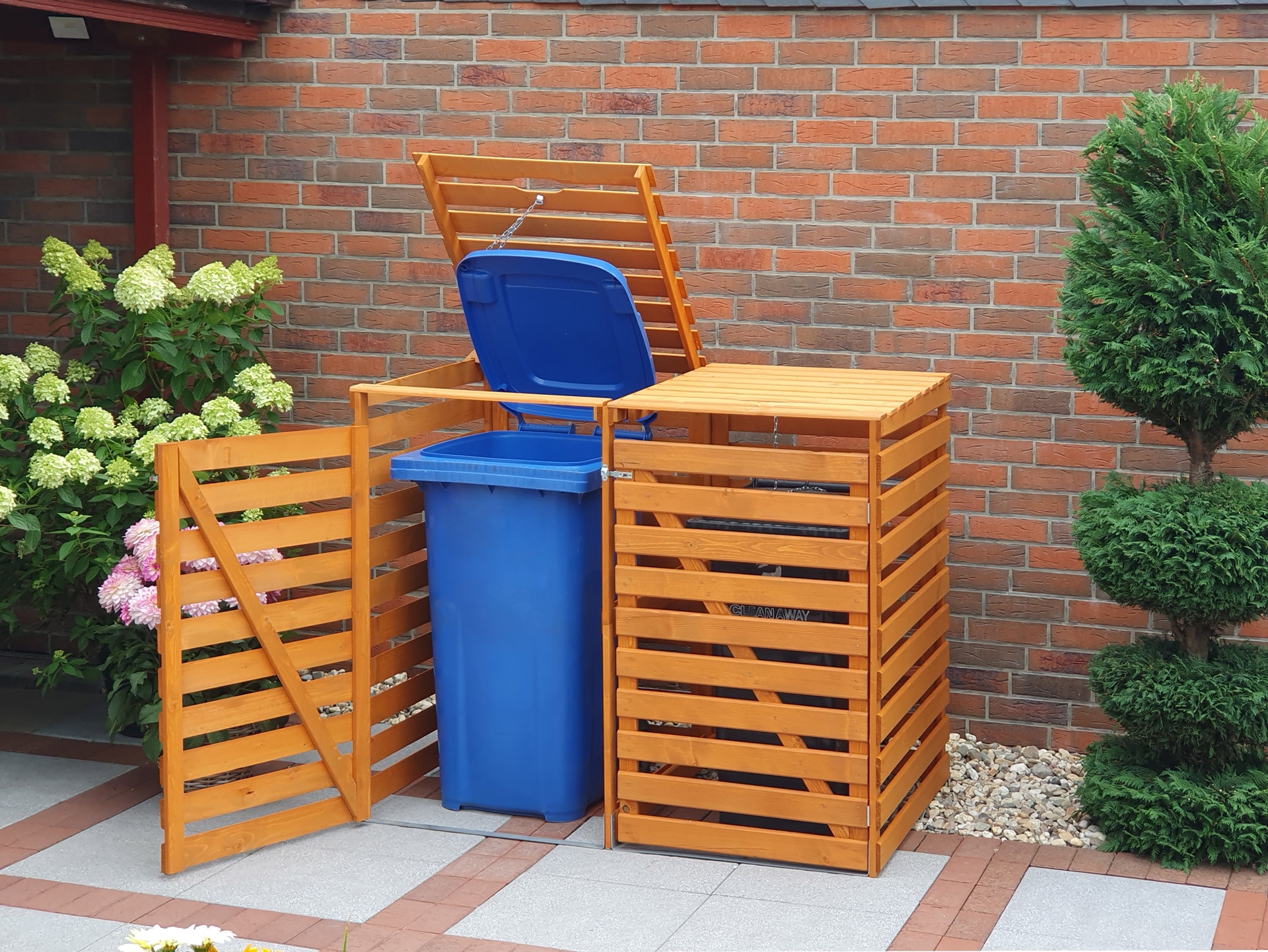 promadino Mülltonnenbox »Vario V«, für 2 x 240 l, braun