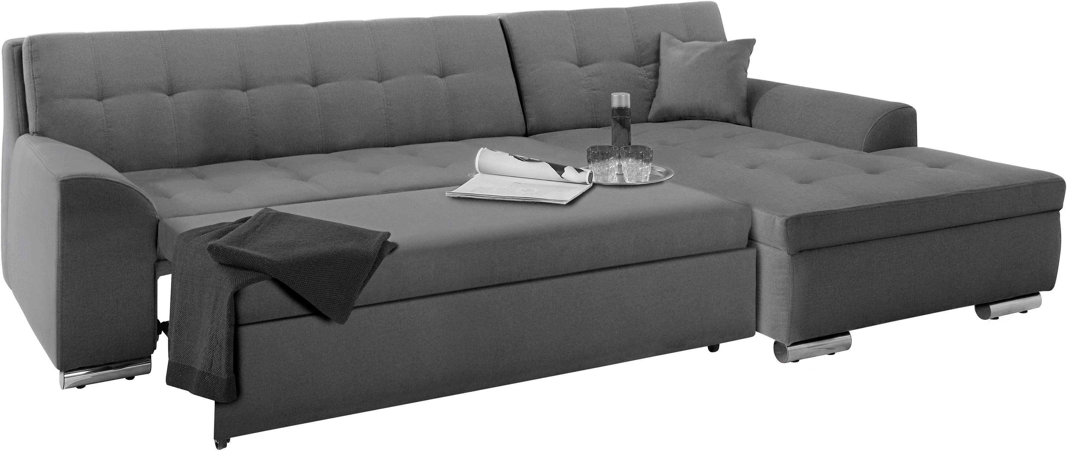 Thumbnail - DOMO collection Ecksofa "Aversa, moderne Steppung im Sitz und Rücken, geschwungene Armlehnen,", L-Form, wahlweise mit Be...