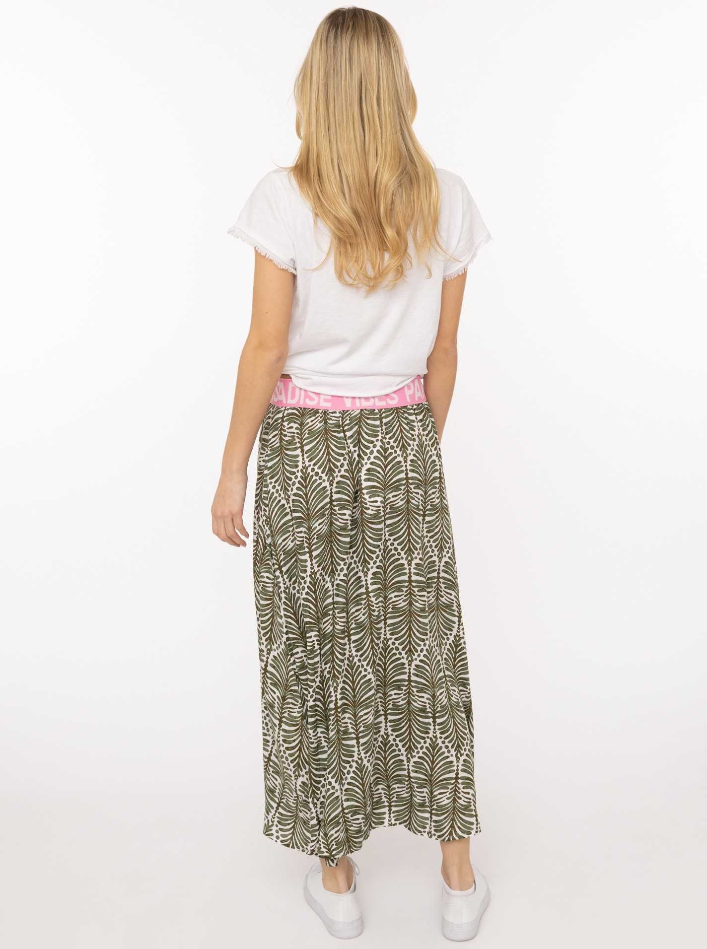 Zwillingsherz Maxirock »"Jungle Leaves"« Blättermotiv, Gummizug mit Schrift, leichtes Material, knöchellang