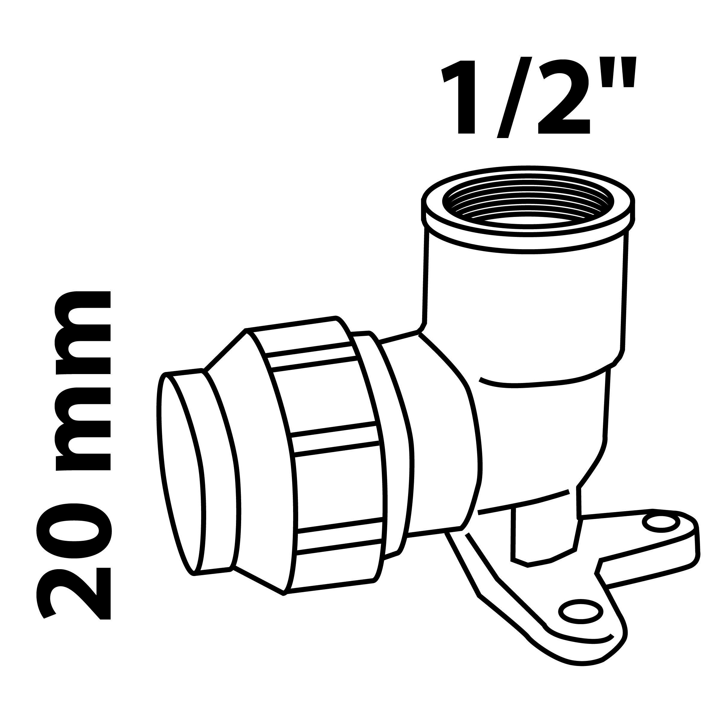 Kirchhoff Anschlussstück, Wandscheibe für HDPE Rohr, 1/2" IG x 20 mm
