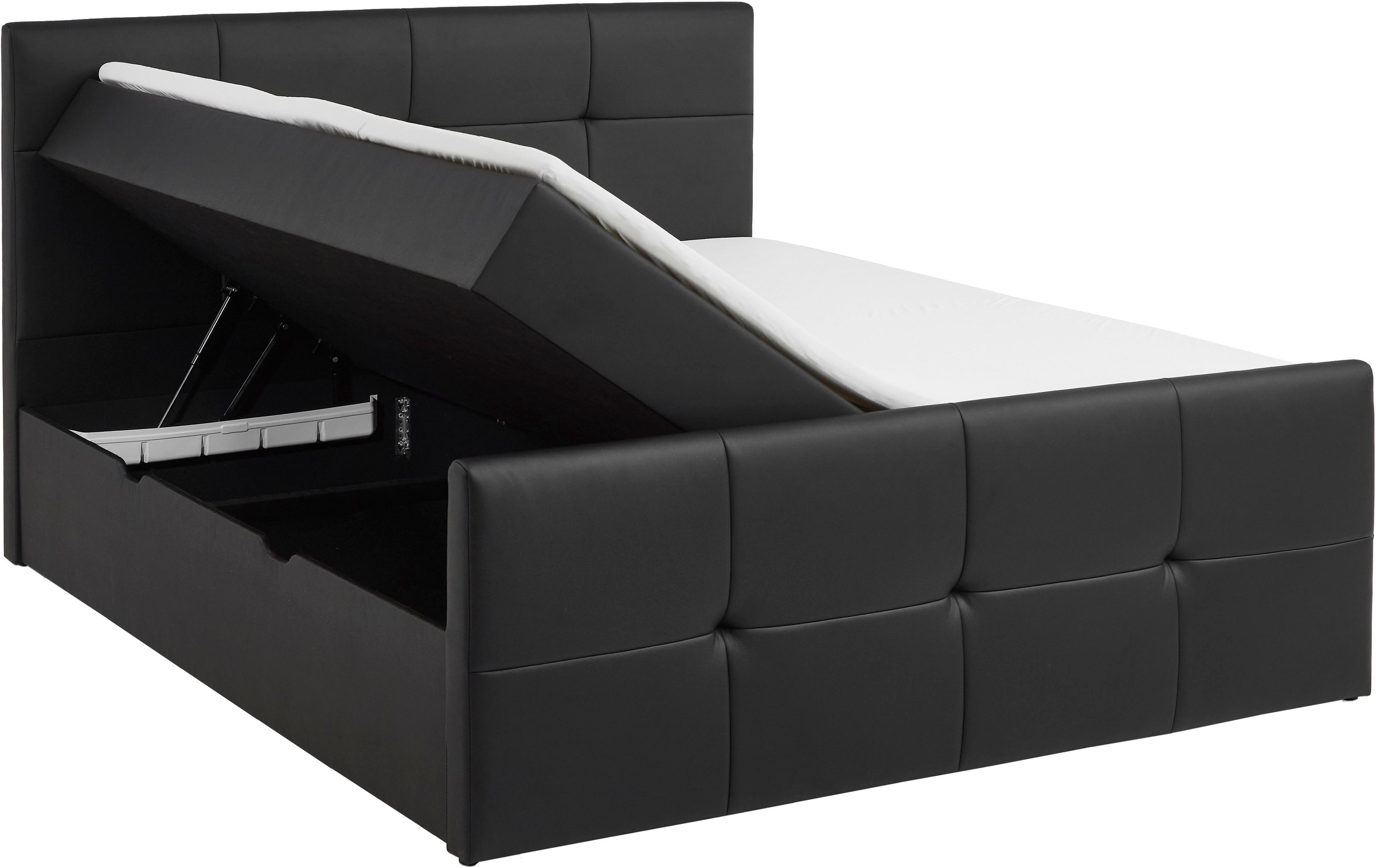 PLACES OF STYLE Boxbett »Mizzana inkl. Bettkasten, erhältlich in der Größe 180x200cm, H3« Bezug aus Kunstleder, inkl. PU-Schaumtopper