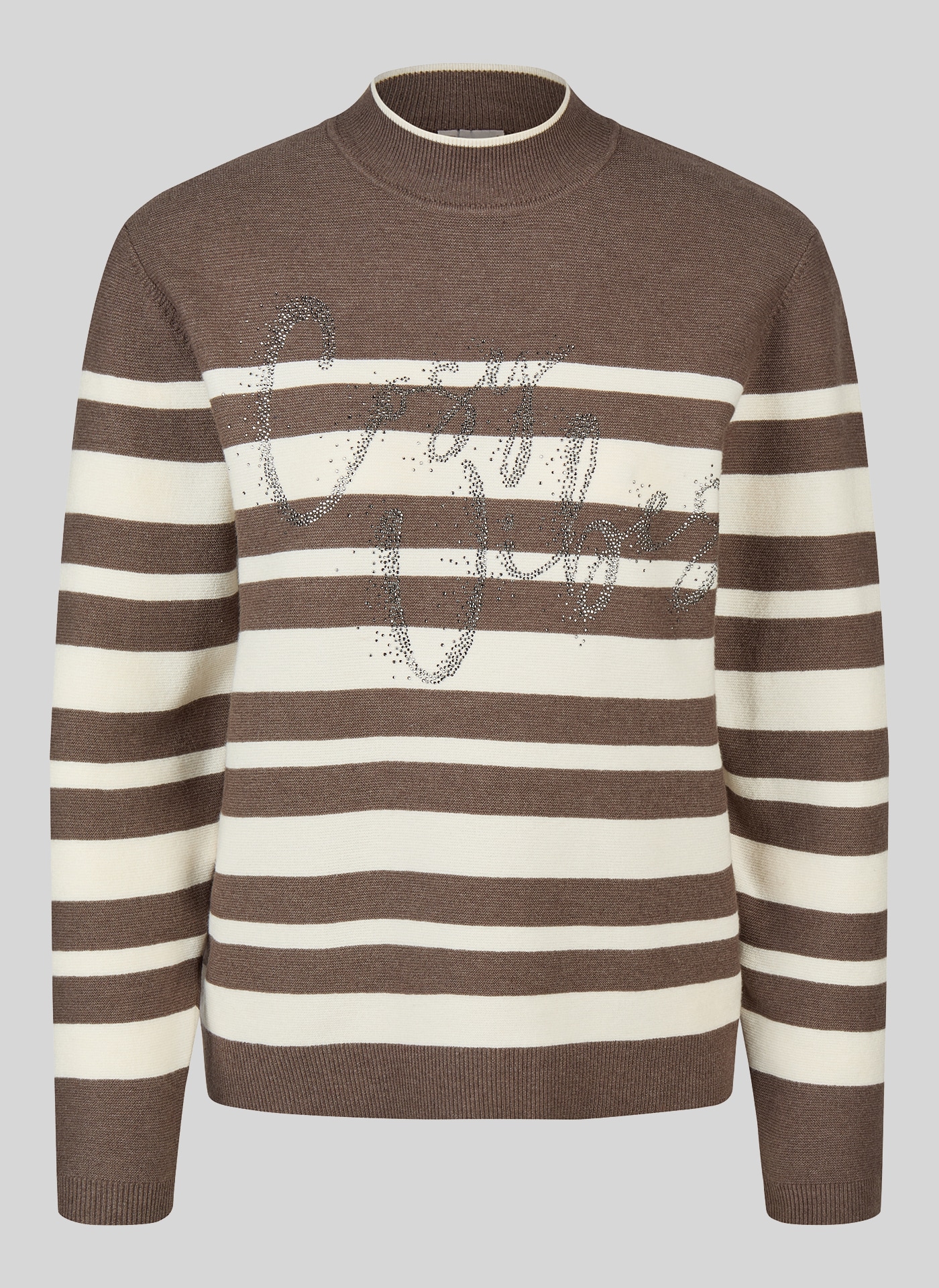 Rabe Strickpullover im Streifen-Design und mit Glitzer-Wording