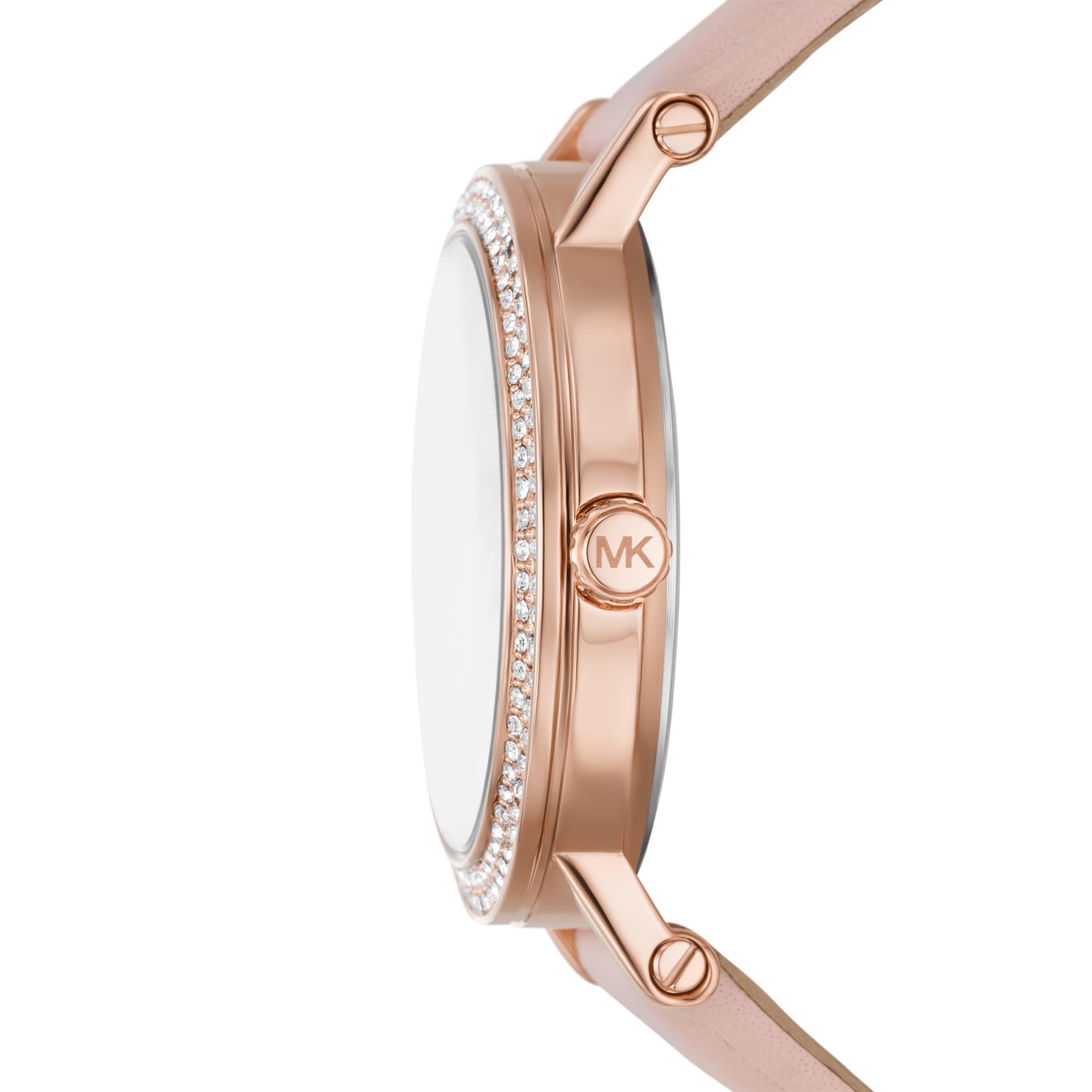MICHAEL KORS Quarzuhr »COREY« Armbanduhr, Damenuhr, Lederarmband, analog, Glassteine