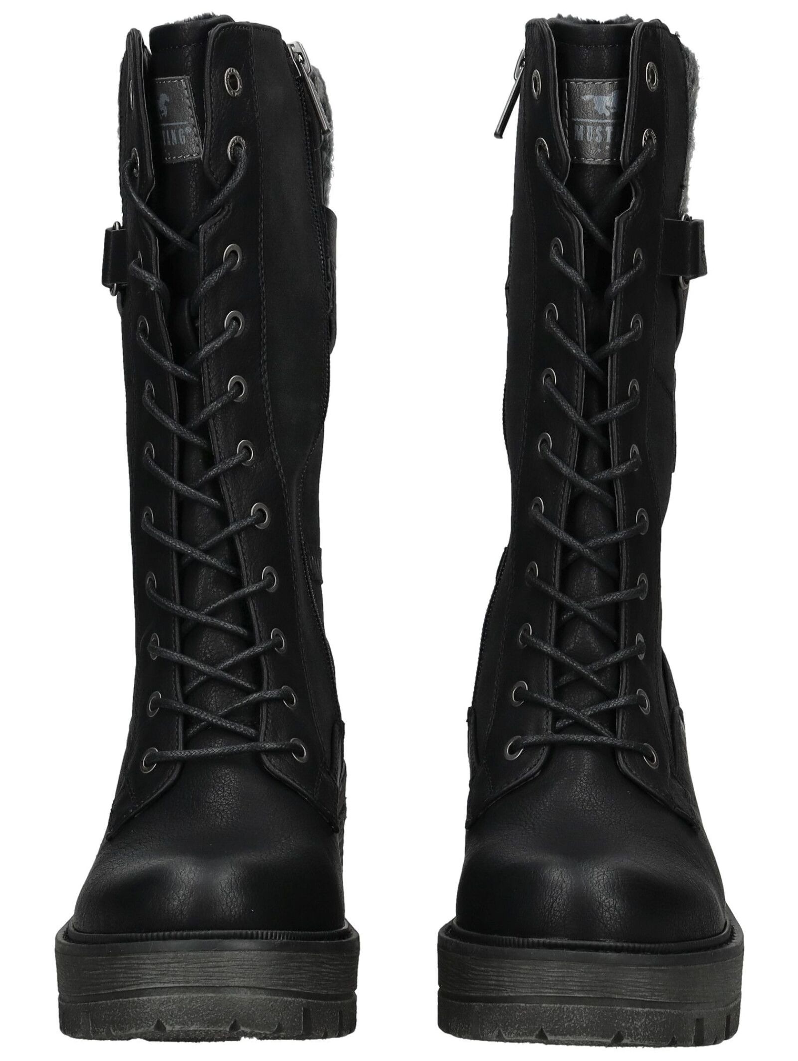 Schnürstiefel MUSTANG SHOES "Mustang Shoes Stiefel Lederimitat/Textil", Damen, Gr. 40, schwarz, Lederimitat, Textil, Schuhe Schnürstiefel 5