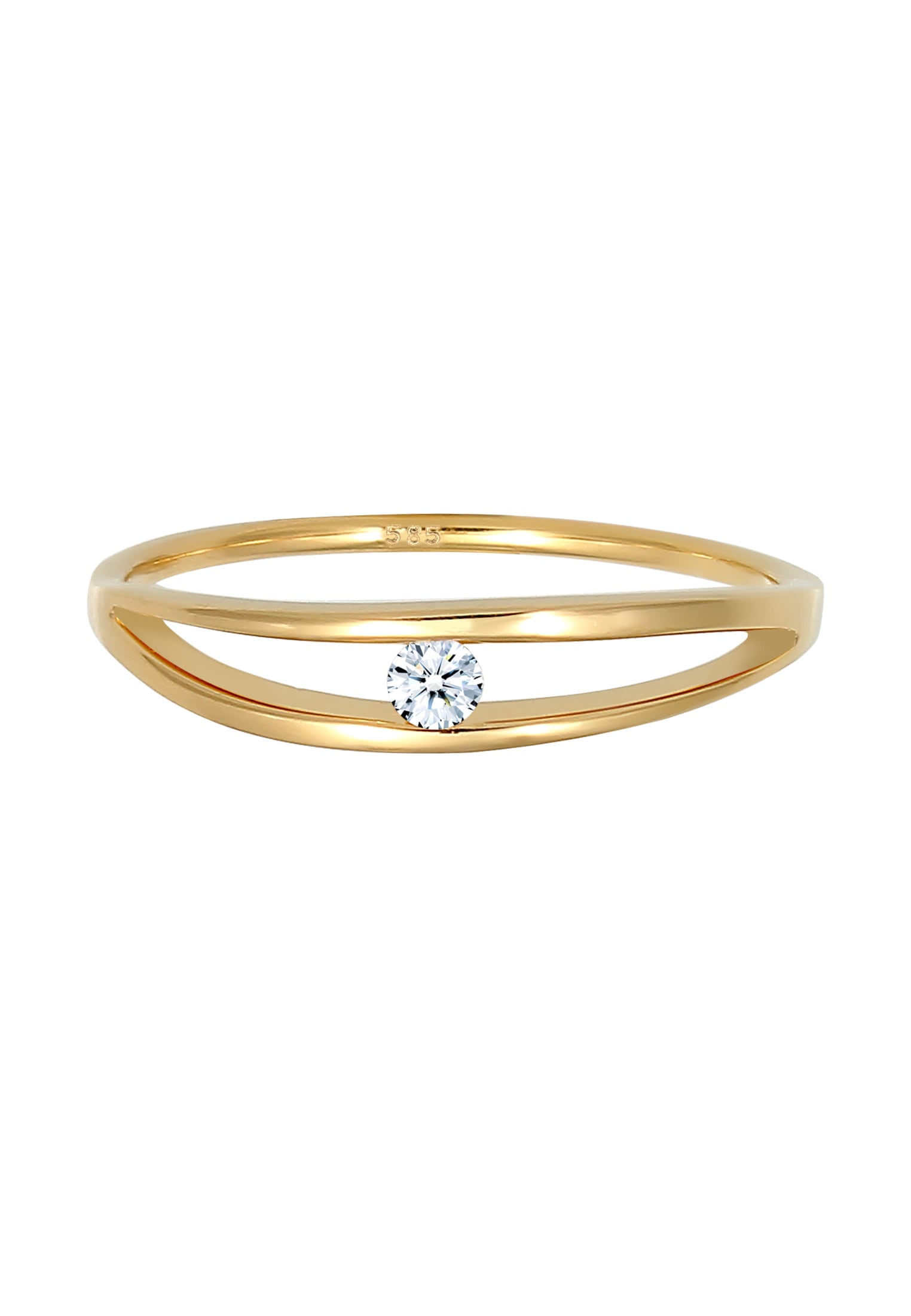 Elli DIAMONDS Verlobungsring »Verlobung Wellen Diamant (0.06 ct.) 585 Gelbgold«