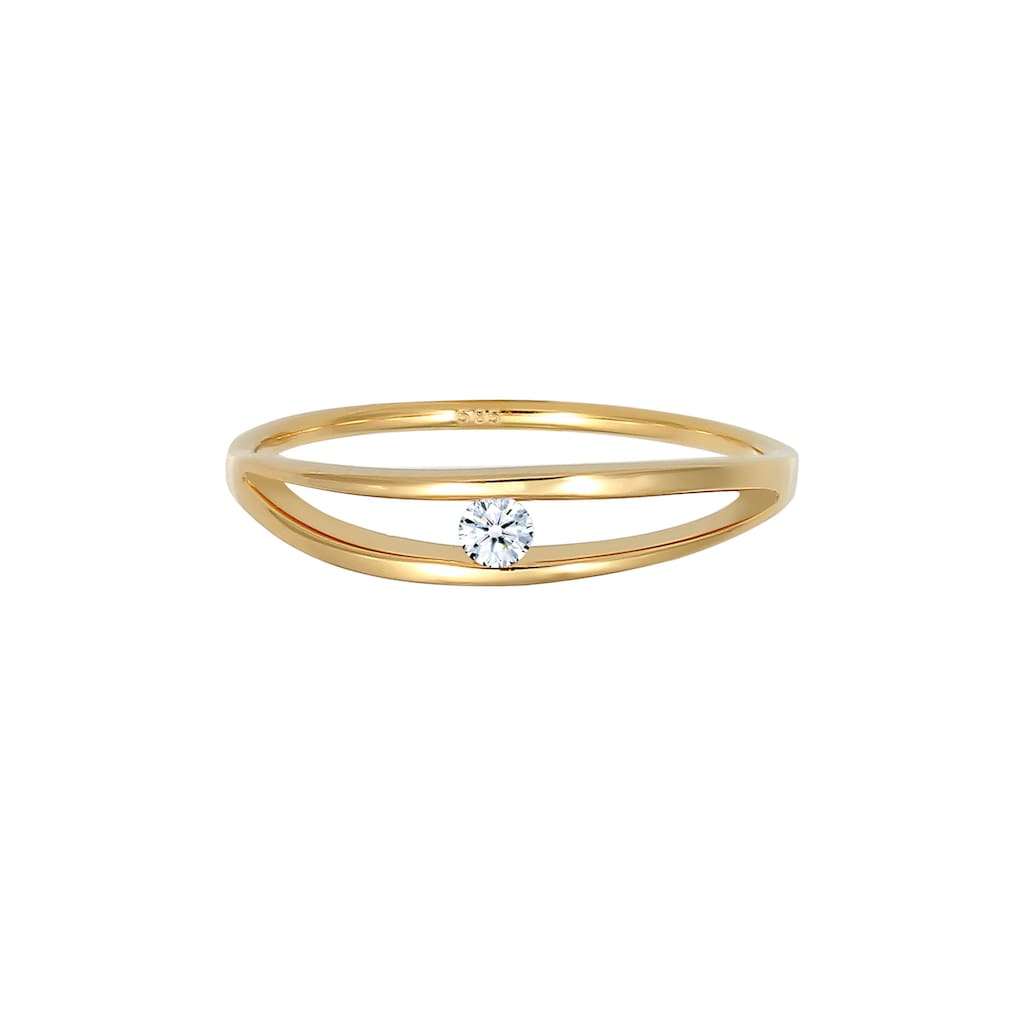 Elli DIAMONDS Verlobungsring »Verlobung Wellen Diamant (0.06 ct.) 585 Gelbgold«