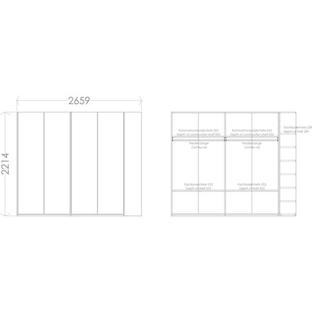 Müller SMALL LIVING Kleiderschrank »Modular Plus Variante 4«, durchgehender  Boden, Anbauregal wahlweise links oder rechts montierbar | BAUR