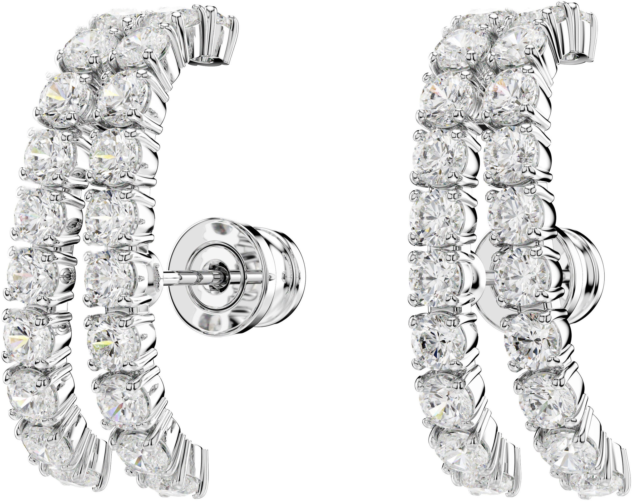 Paar Ohrstecker SWAROVSKI "Schmuck Geschenk Matrix Ohrspangen Ohrklemmen", silber (metallfarben, kristallweiß, kristallweiß), Ohrringe, Damen, Metall, mit Swarovski Zirkonia (synth.) 2