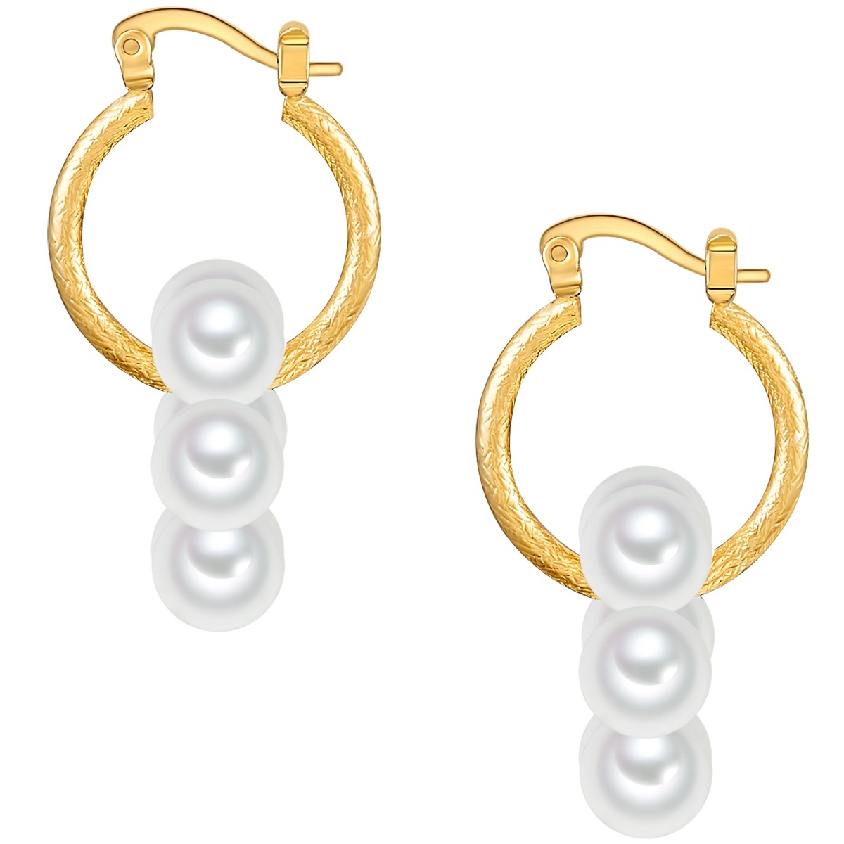 Yokoamii Paar Creolen »Set: Y34« Creolen gelbgold Muschelkernperle weiß