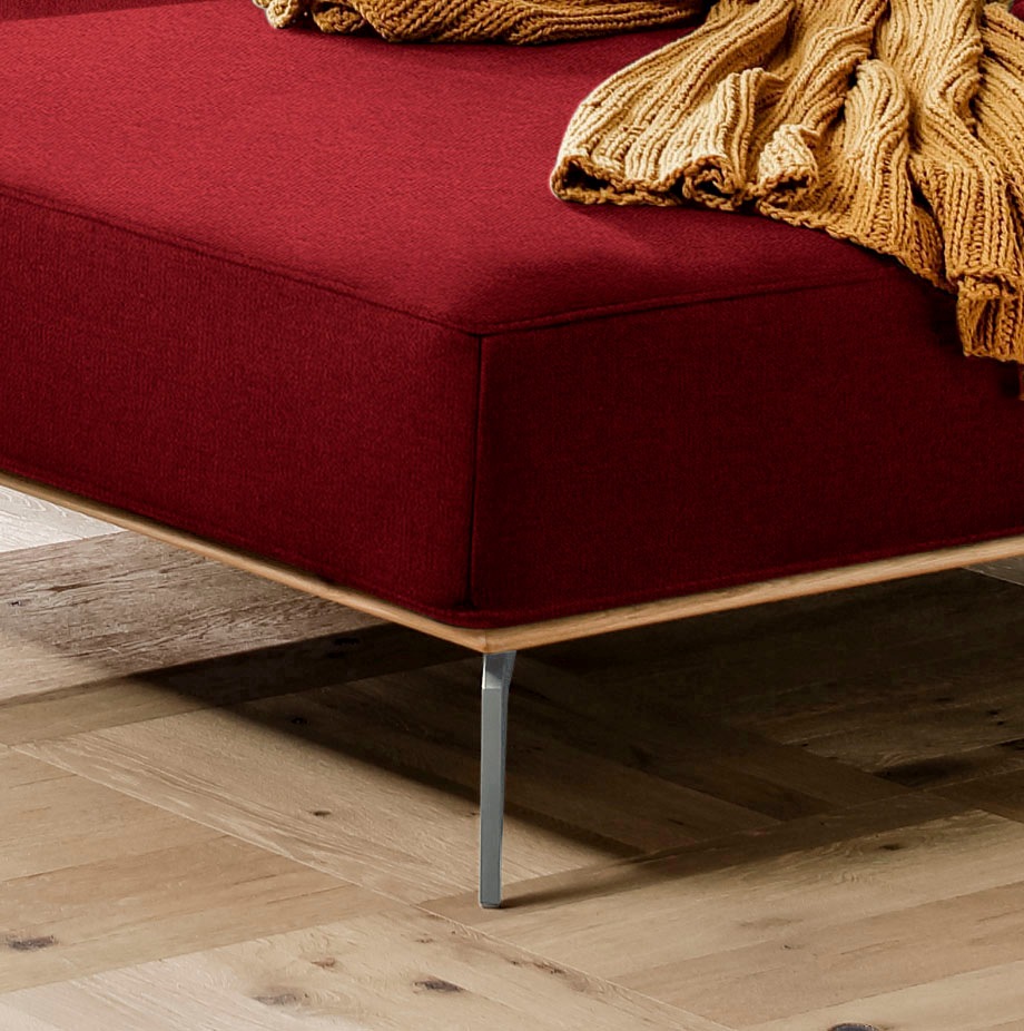 Ecksofa W.SCHILLIG "run, Designsofa mit tollem Sitzkomfort, bequem, L-Form", rot (light brick w82), B:319cm H:88cm T:178cm, Longlife Xtra-Leder Z73: Naturwalkleder der Luxusklasse aus den erlesensten Rohhäuten. Hautstärke 1, 1 – 1, 3 mm;ROHLEDER Jacquard- 9