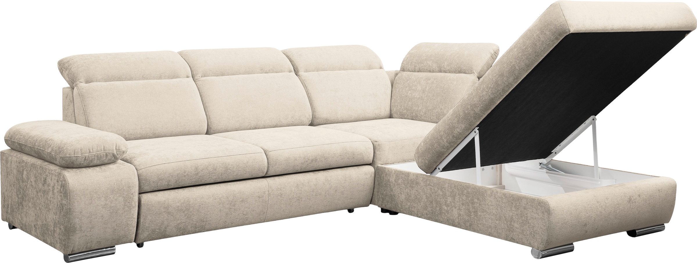 WERK2 Ecksofa »Alicante Cord, inkl. Bettfunktion & Bettkasten, Breite 280cm, L-Form«