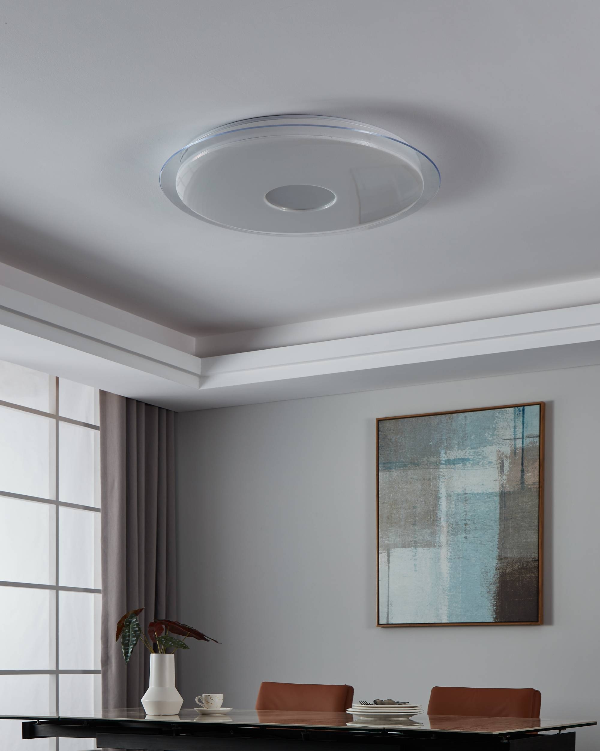 EGLO LED-Deckenleuchte »LANCIANO-Z« in weiß und transparent aus Stahl / inkl. LED fest integriert - 38,1 Watt, Durchm. ca. 77cm