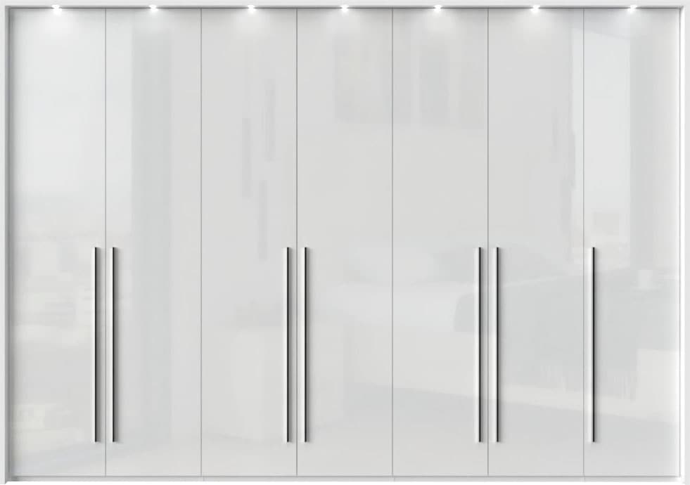 Places of Style Kleiderschrank »Piano, inklusive Rahmen und Beleuchtung, soft-close-Funktion«, (viele Breiten zur Auswahl, 226cm hoch), beige oder weiß, UV lackiert, Hochglanzfronten, FSC-zertifiziert