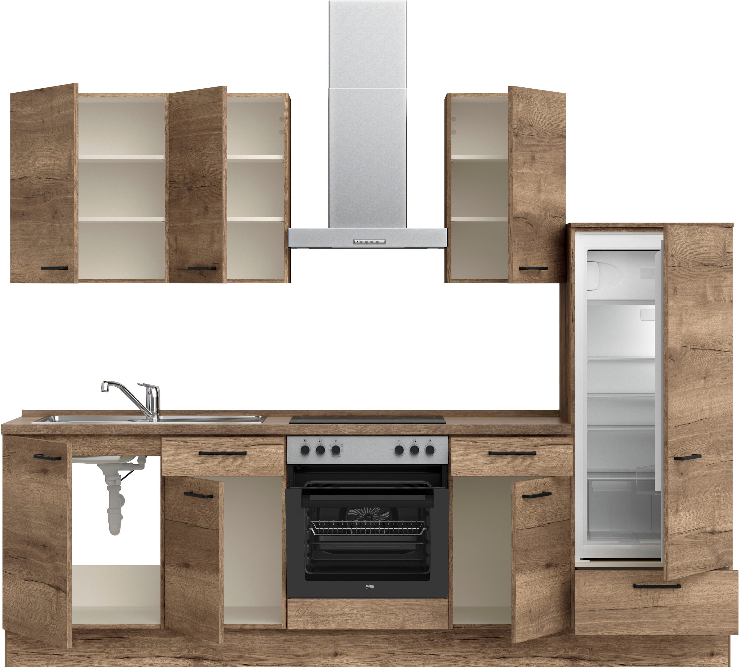 nobilia® Küchenzeile »"Structura I"« vormontiert, Ausrichtung wählbar, Breite 270 cm, wahlw. mit E-Geräten