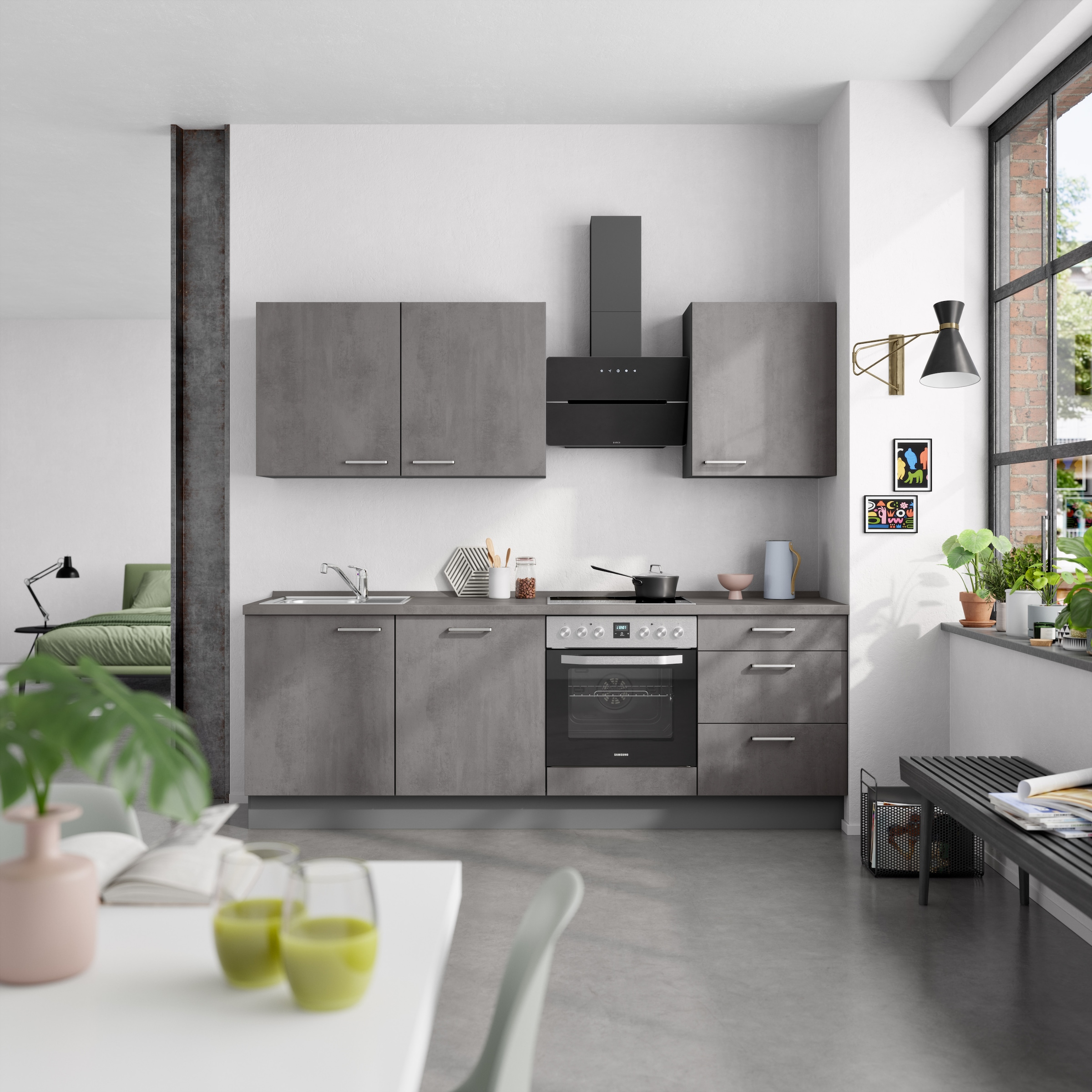 nobilia® Küchenzeile »"Riva II"«, vormontiert, Ausrichtung wählbar, Breite 240 cm, wahlw. mit E-Geräten