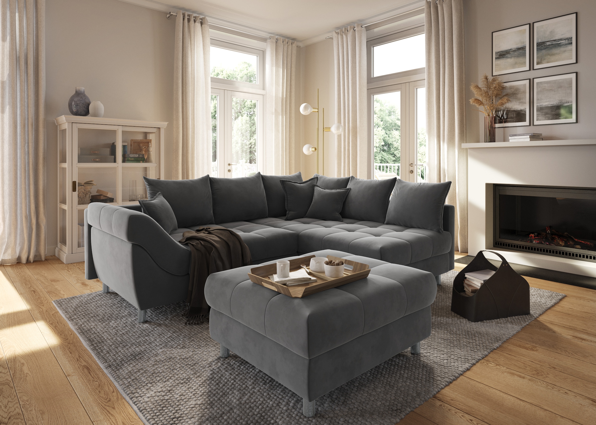 COLLECTION AB Ecksofa Joseli,  mit Zier- und Rückenkissen, komfortable Schanzen-Armlehne