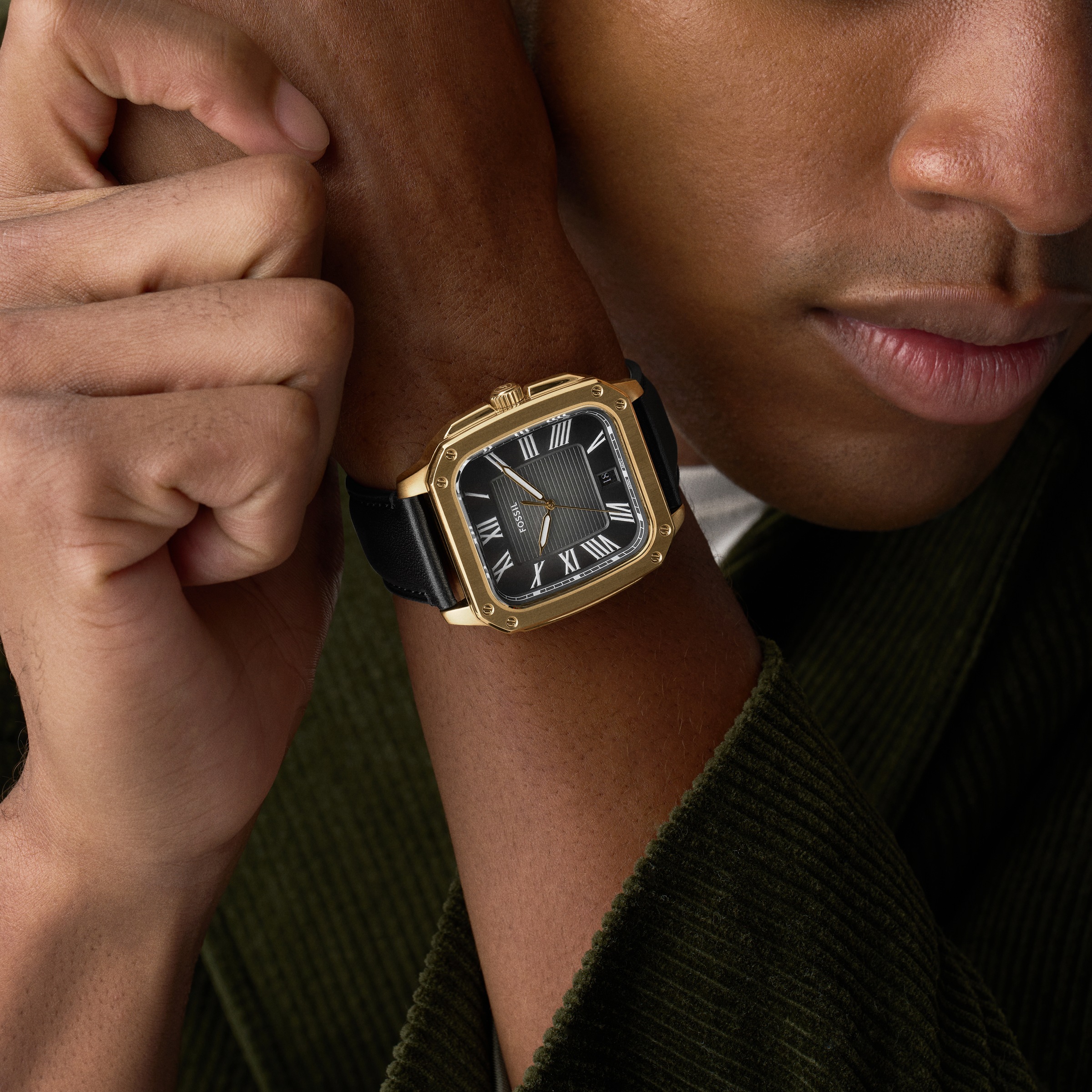 Fossil Quarzuhr »Crosby« Armbanduhr, Herrenuhr, Lederarmband, analog, Tag