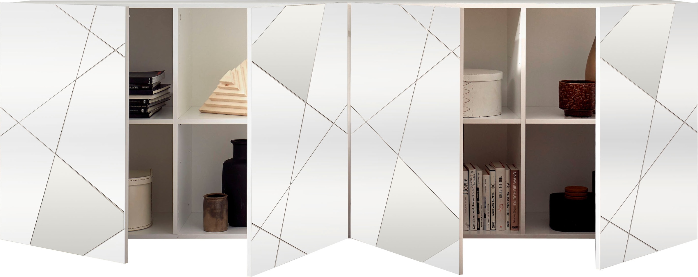 INOSIGN Sideboard »Vittoria, Breite 241 cm, 4 Türen«, Fronten mit Siebdruck und Spiegelfront