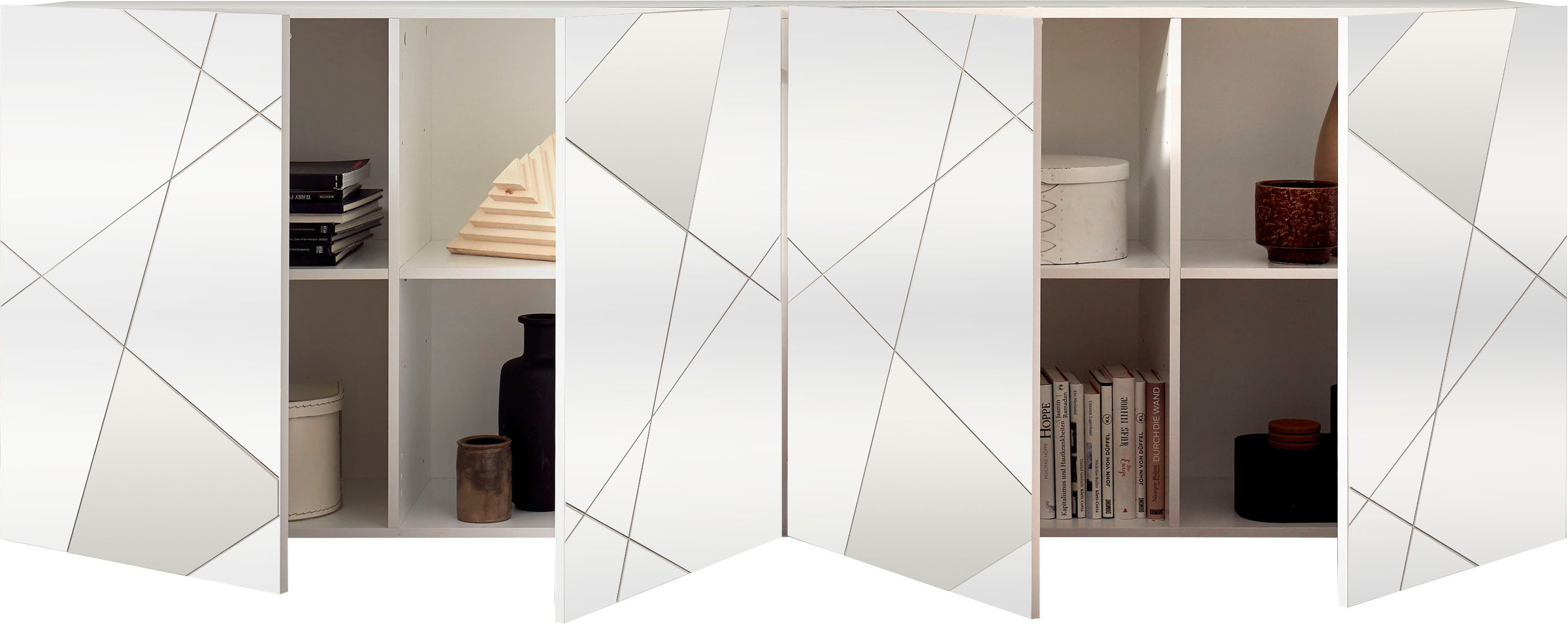 Thumbnail - Home affaire Sideboard "Vittoria, Breite 241 cm, 4 Türen" Fronten mit Siebdruck und Spiegelfront